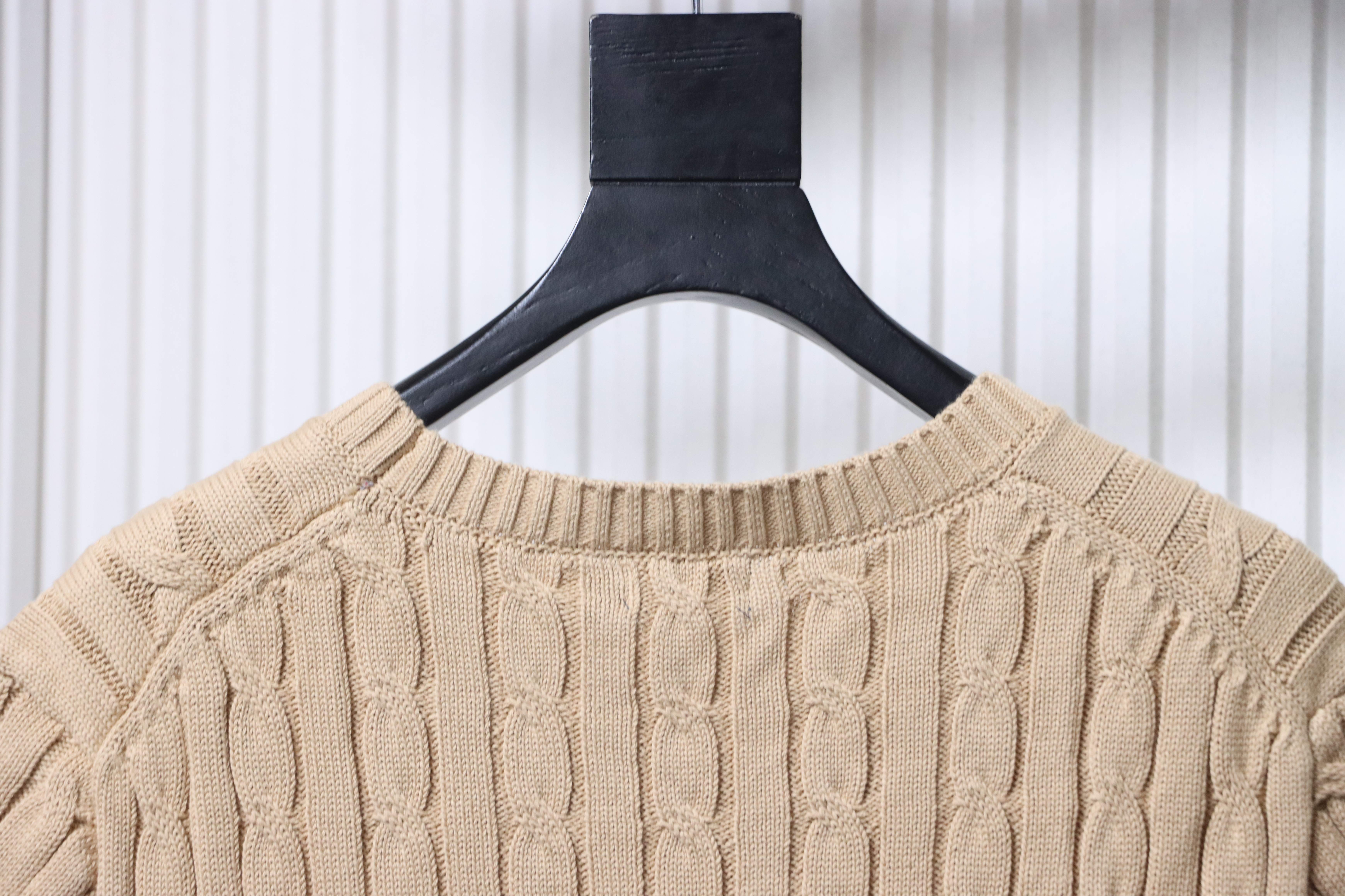 Ralph Lauren Horse Logo Embroidery Cable Knit Knit Short Sleeve T-Shirt Style 6
