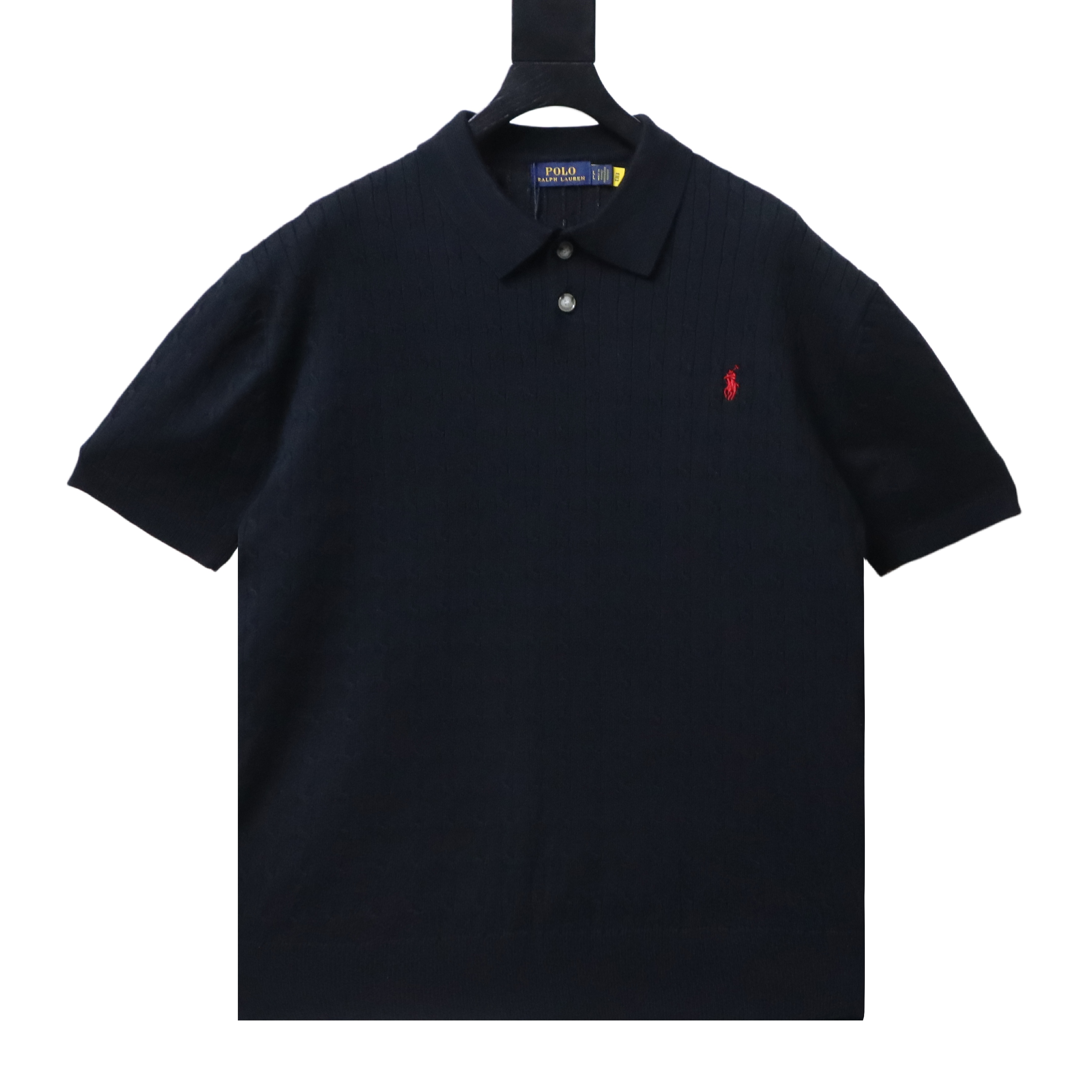 Ralph Lauren Pony Logo Embroidery Cable Knit Knit Short Sleeve Polo Shirt Style 1