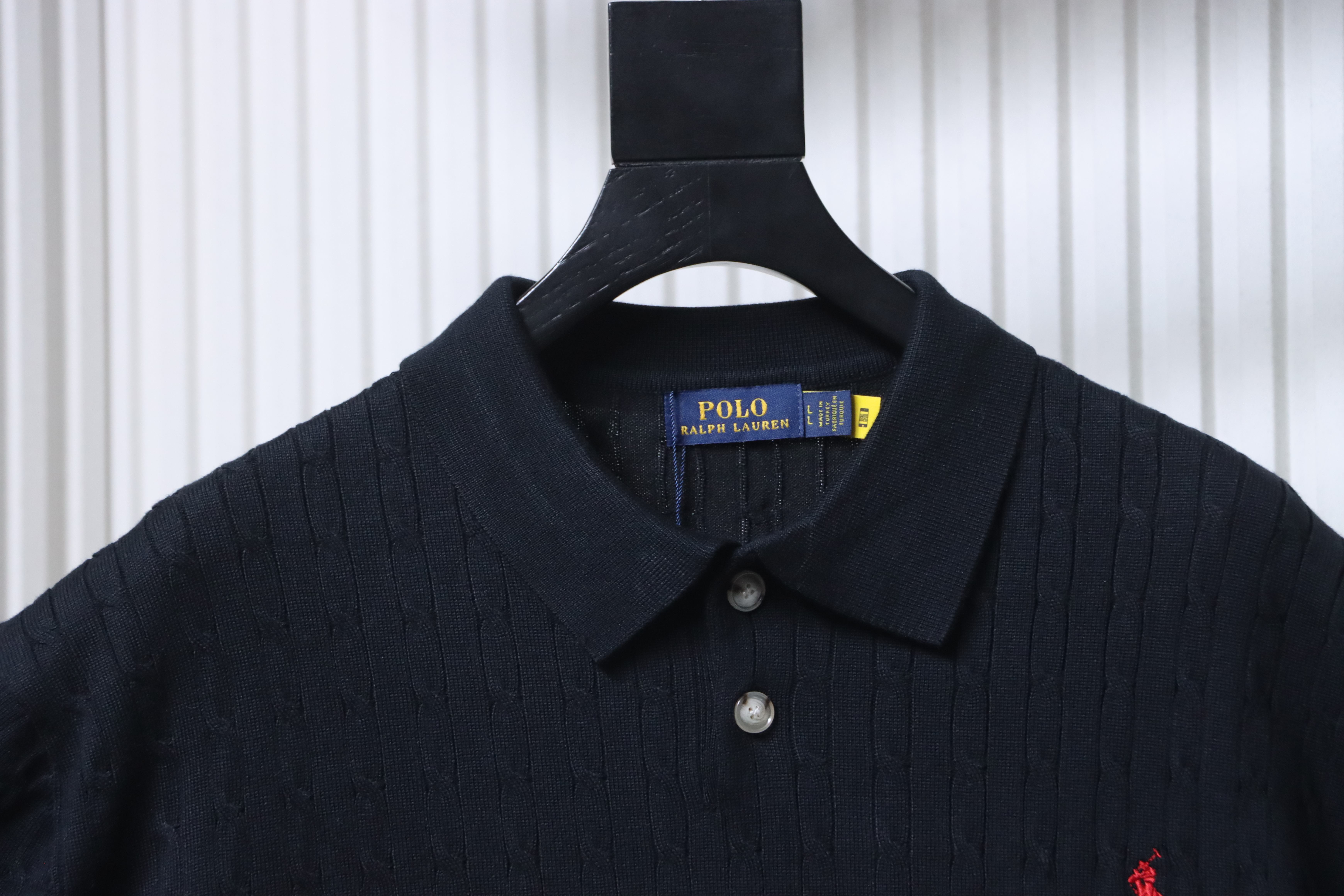 Ralph Lauren Pony Logo Embroidery Cable Knit Knit Short Sleeve Polo Shirt Style 1