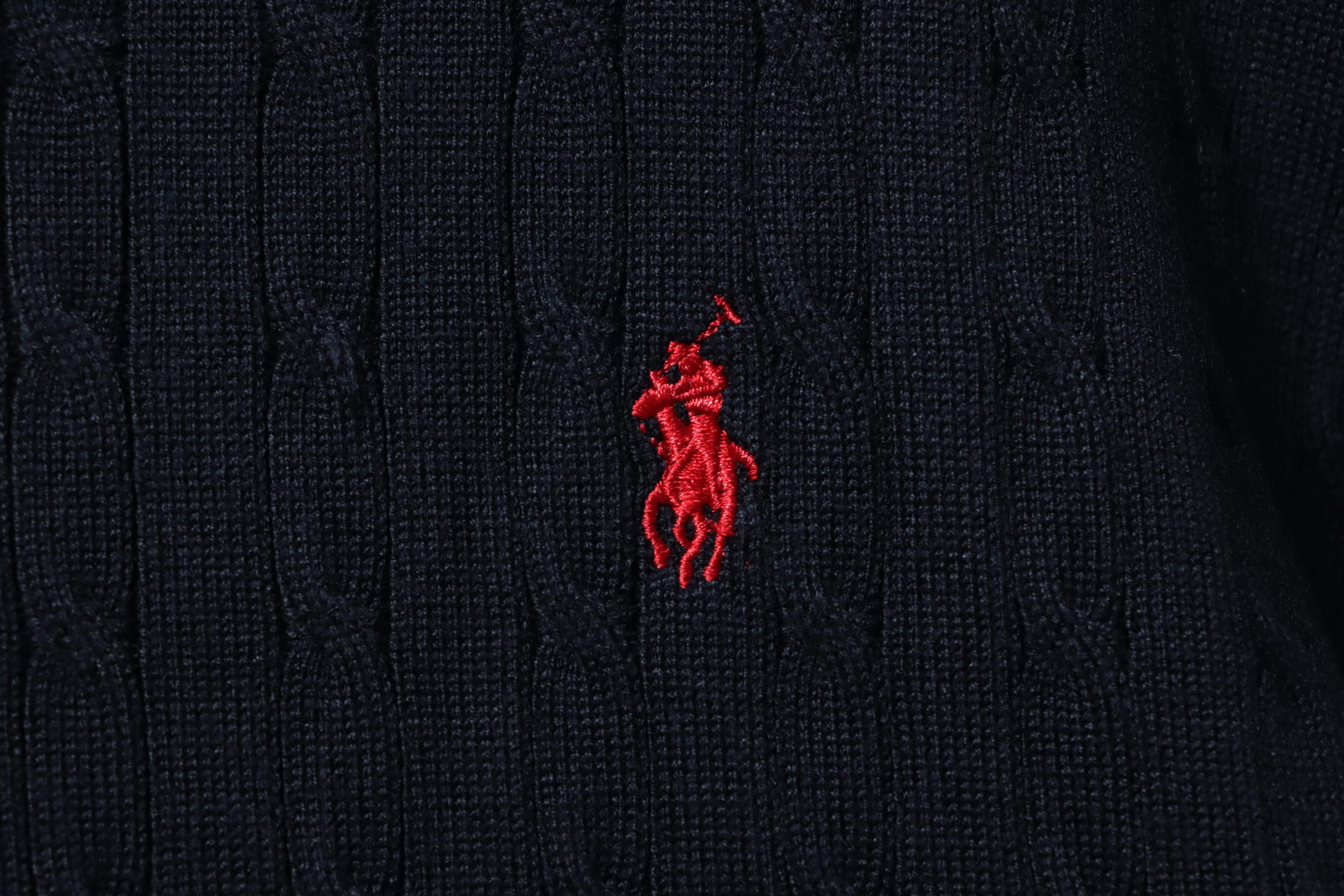 Ralph Lauren Pony Logo Embroidery Cable Knit Knit Short Sleeve Polo Shirt Style 1