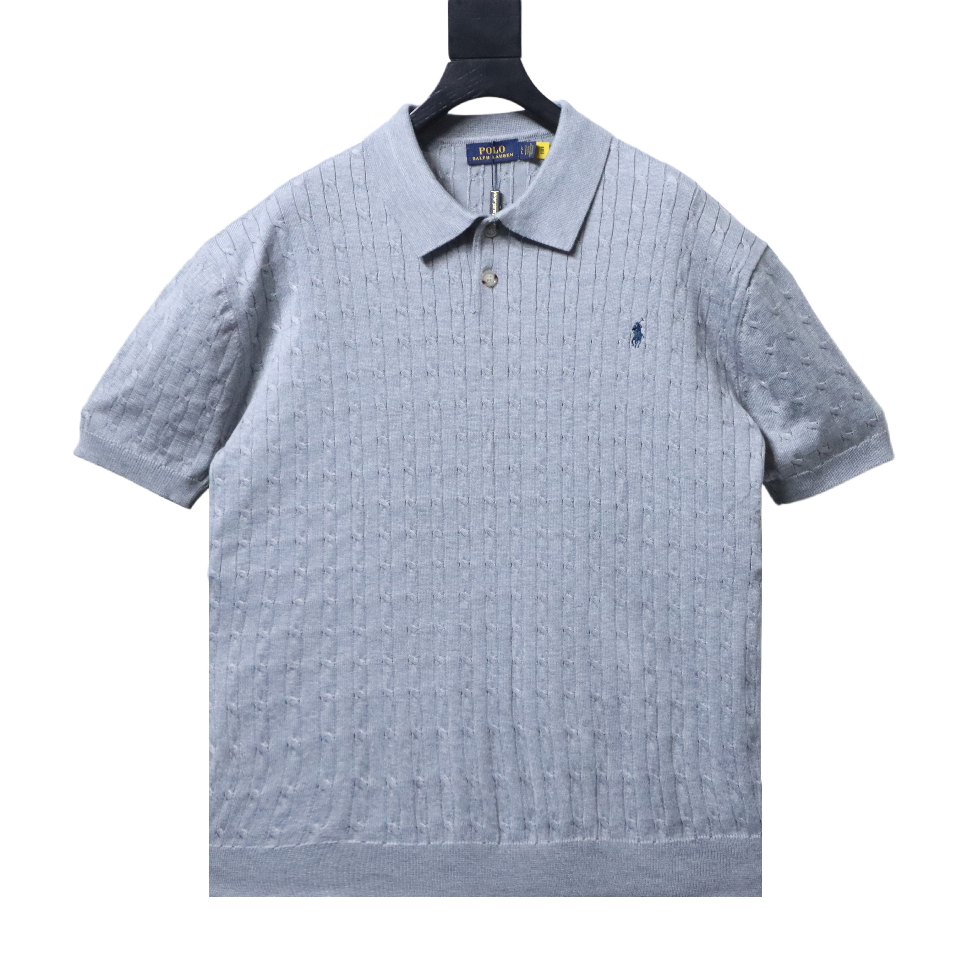 Ralph Lauren Pony Logo Embroidery Cable Knit Knit Short Sleeve Polo Shirt Style 2