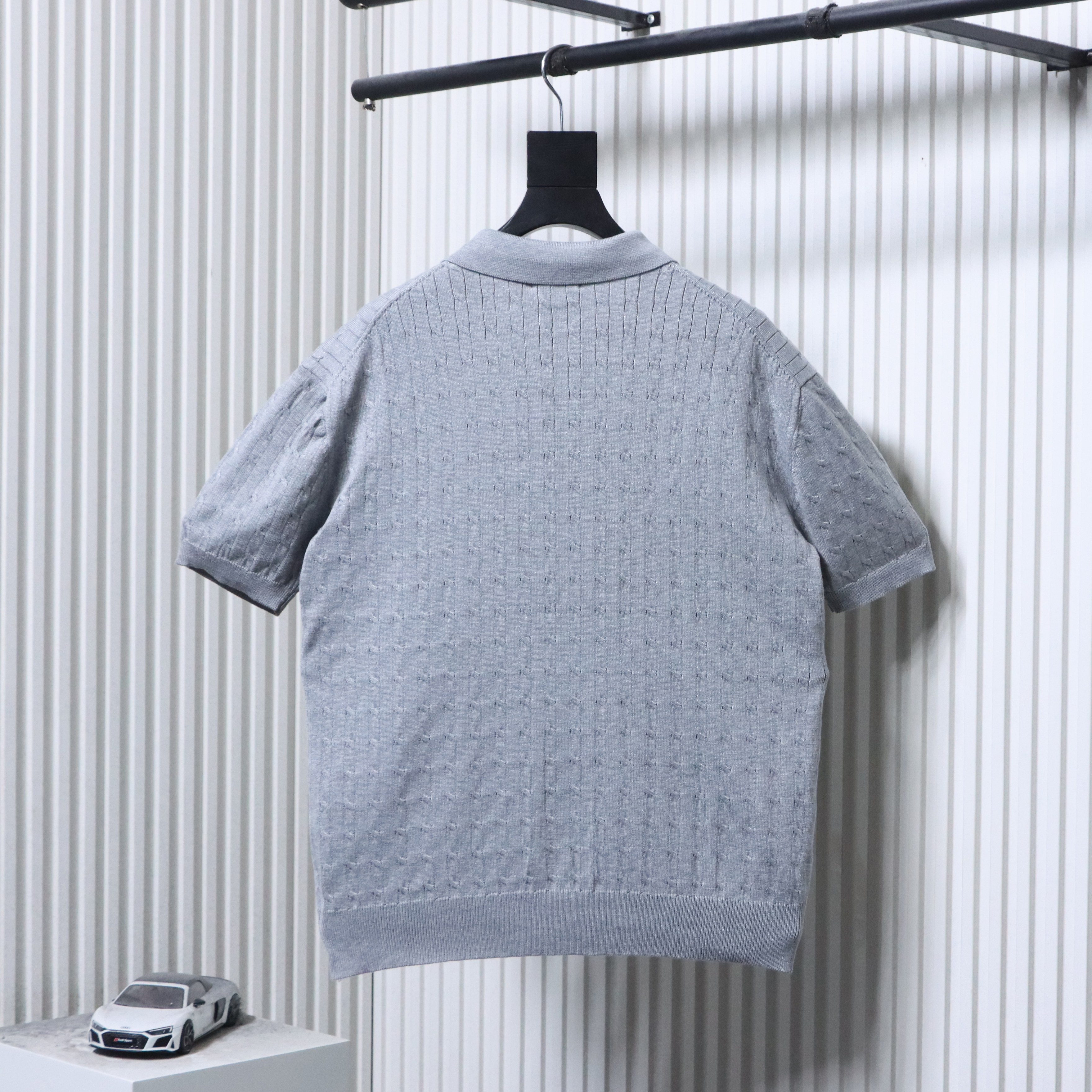 Ralph Lauren Pony Logo Embroidery Cable Knit Knit Short Sleeve Polo Shirt Style 2