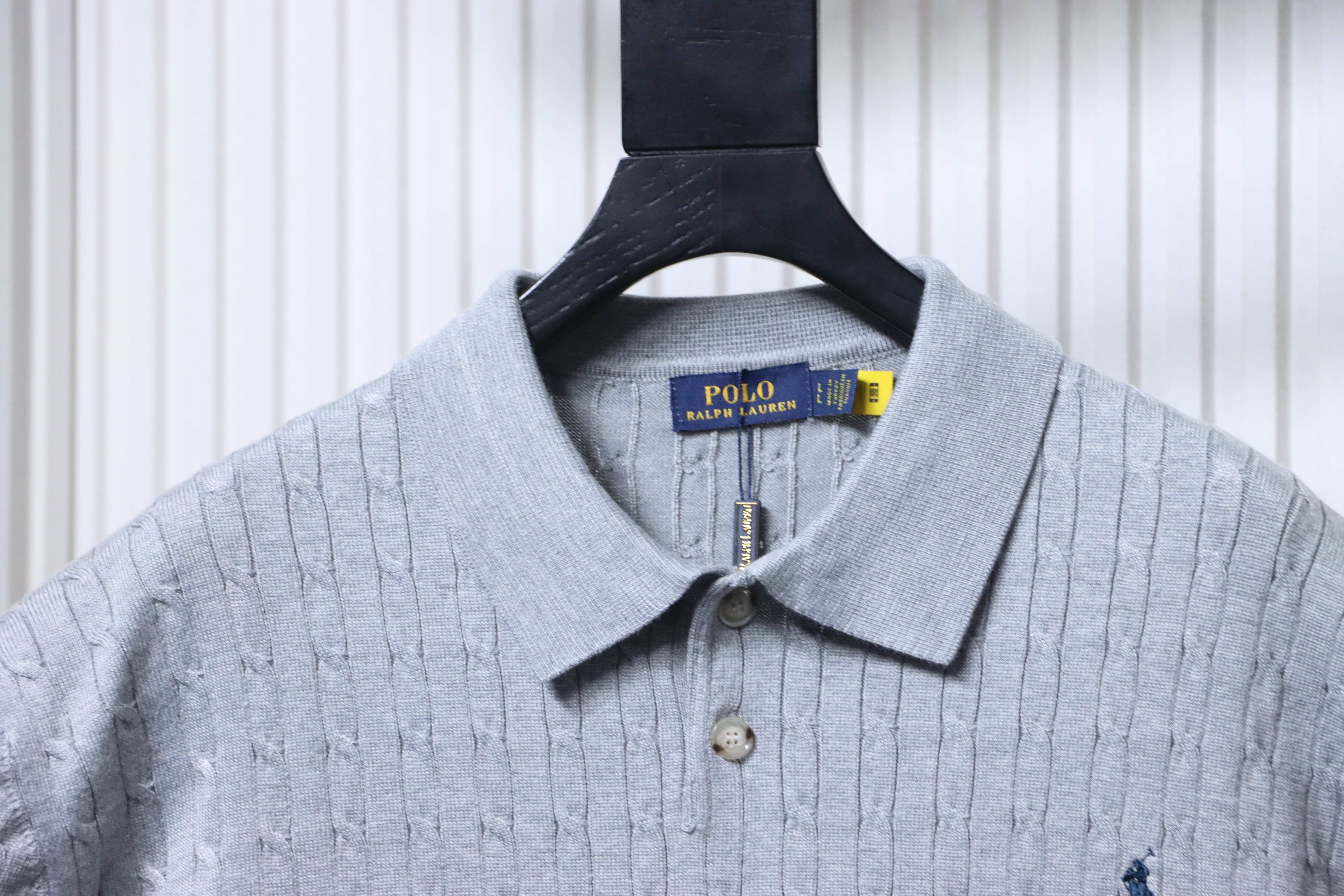 Ralph Lauren Pony Logo Embroidery Cable Knit Knit Short Sleeve Polo Shirt Style 2