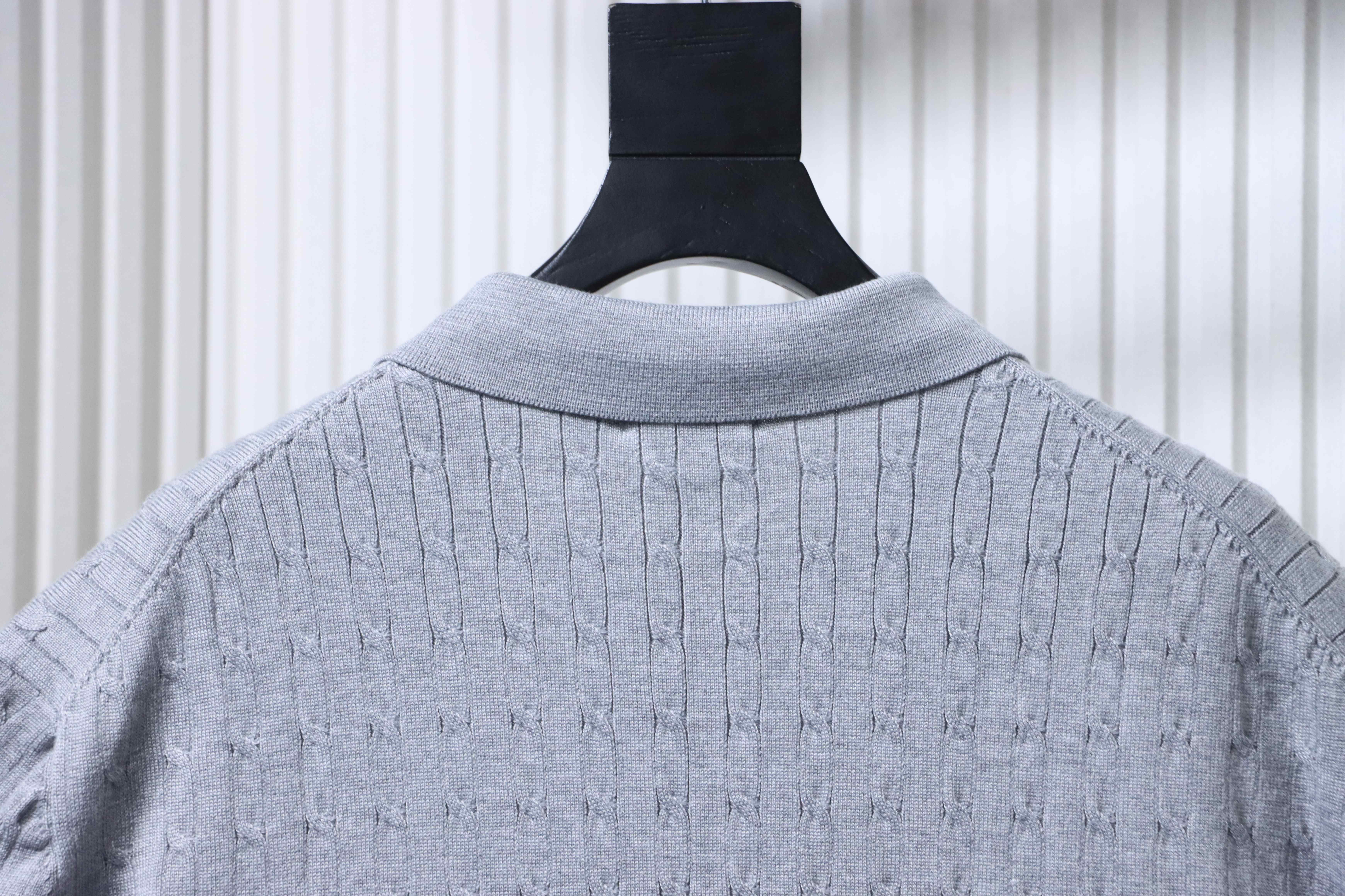 Ralph Lauren Pony Logo Embroidery Cable Knit Knit Short Sleeve Polo Shirt Style 2