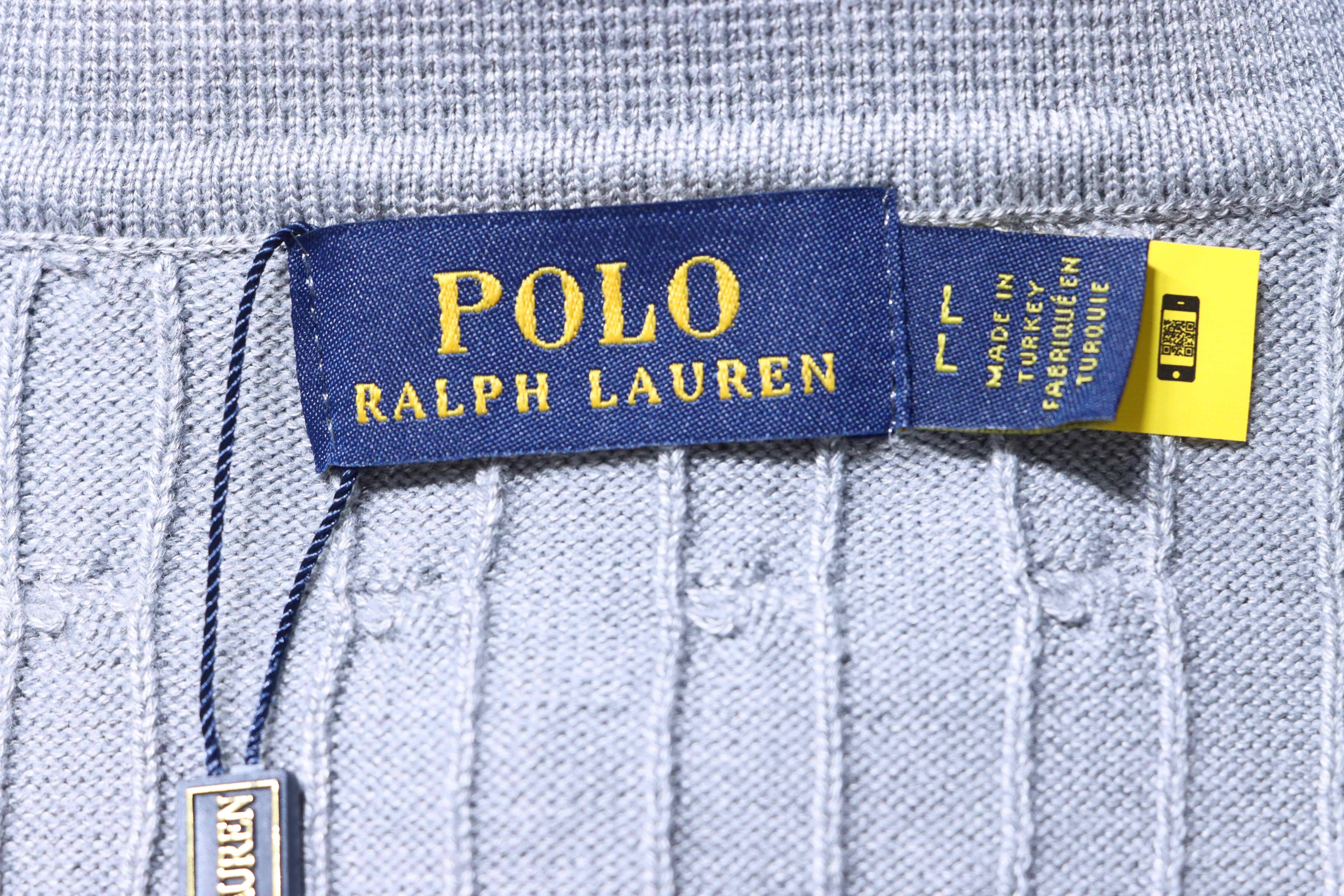 Ralph Lauren Pony Logo Embroidery Cable Knit Knit Short Sleeve Polo Shirt Style 2