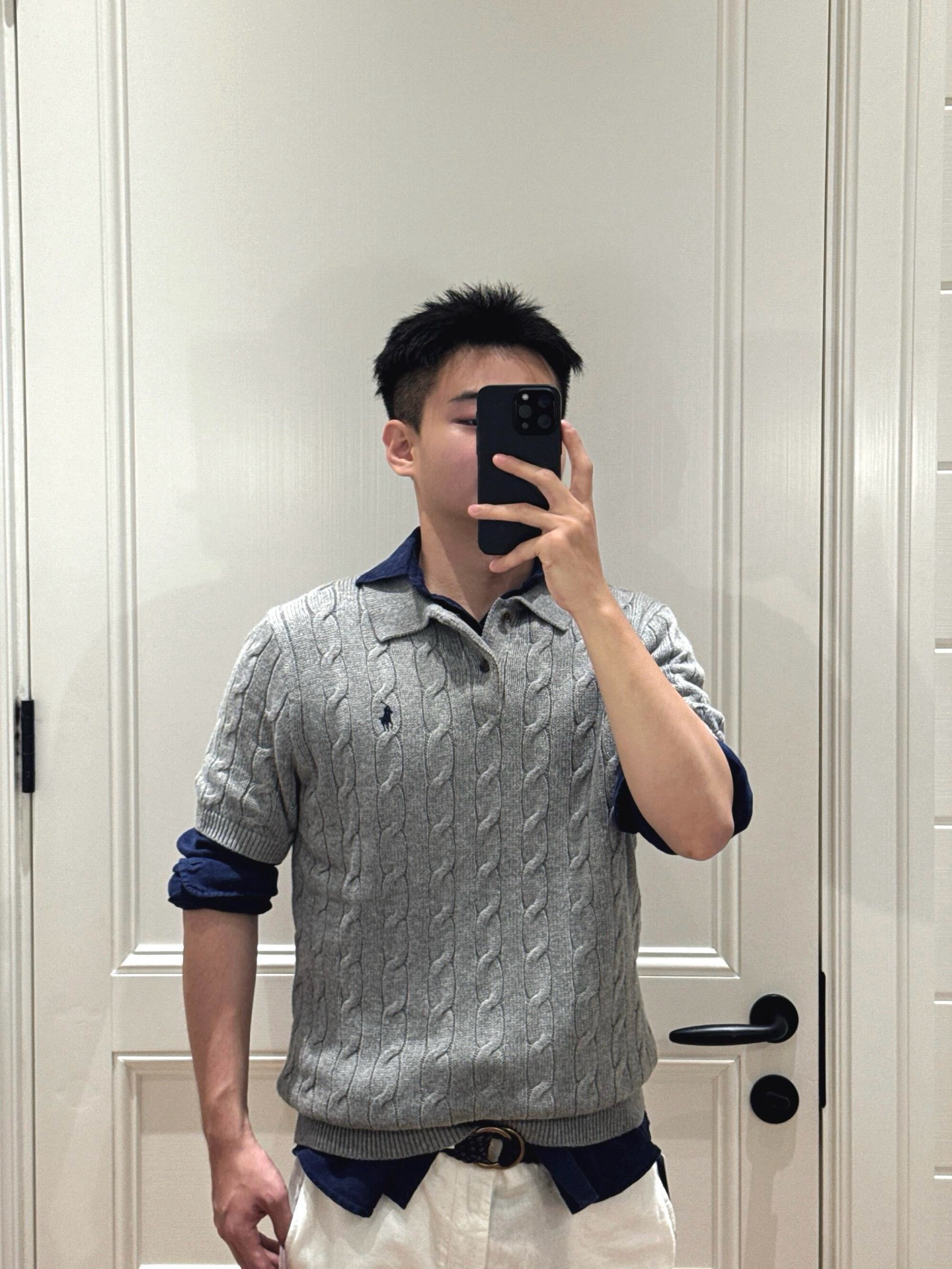 Ralph Lauren Pony Logo Embroidery Cable Knit Knit Short Sleeve Polo Shirt Style 2