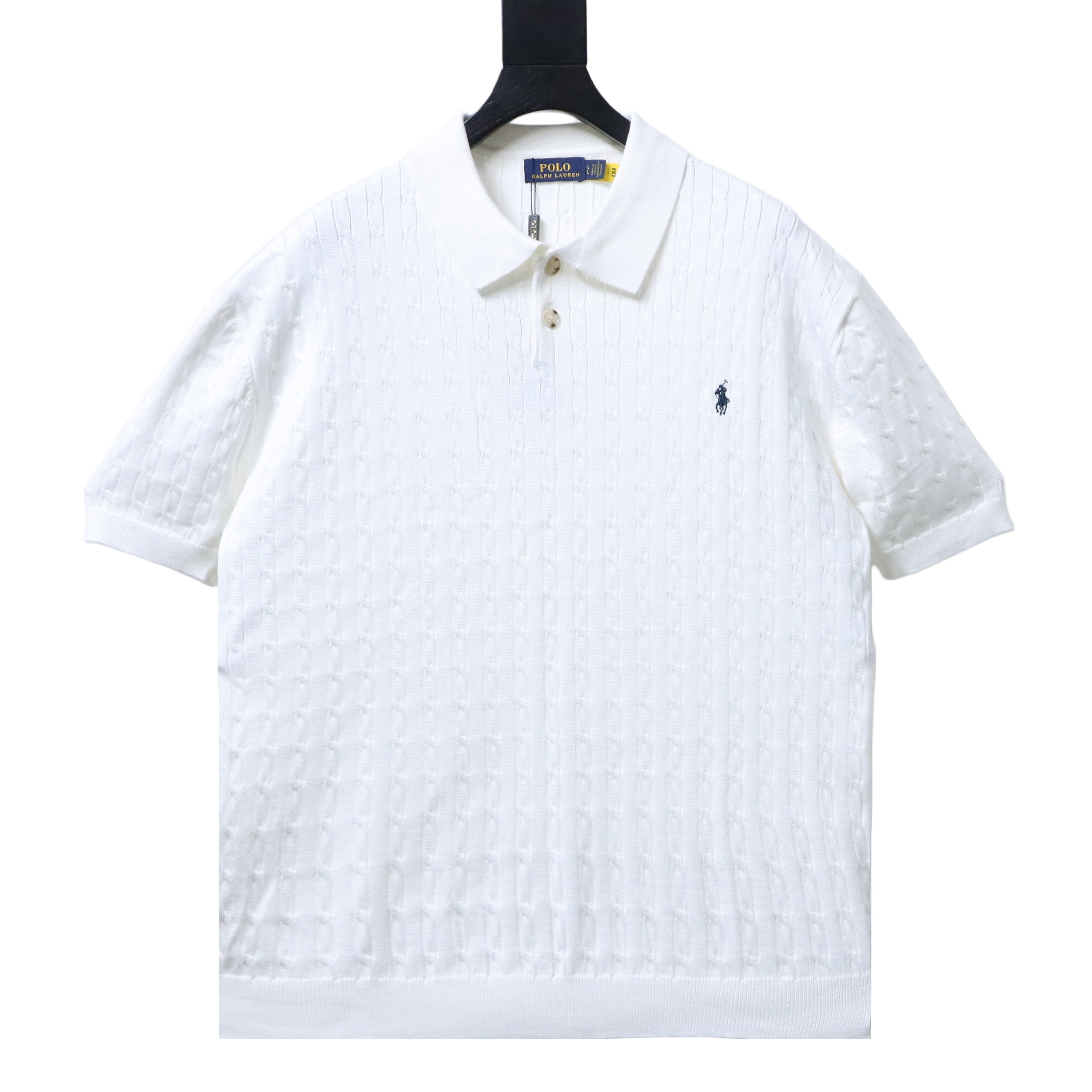 Ralph Lauren Pony Logo Embroidery Cable Knit Knit Short Sleeve Polo Shirt Style 4