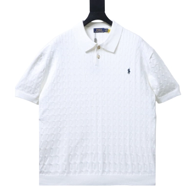 Ralph Lauren Pony Logo Embroidery Cable Knit Knit Short Sleeve Polo Shirt Style 4 02