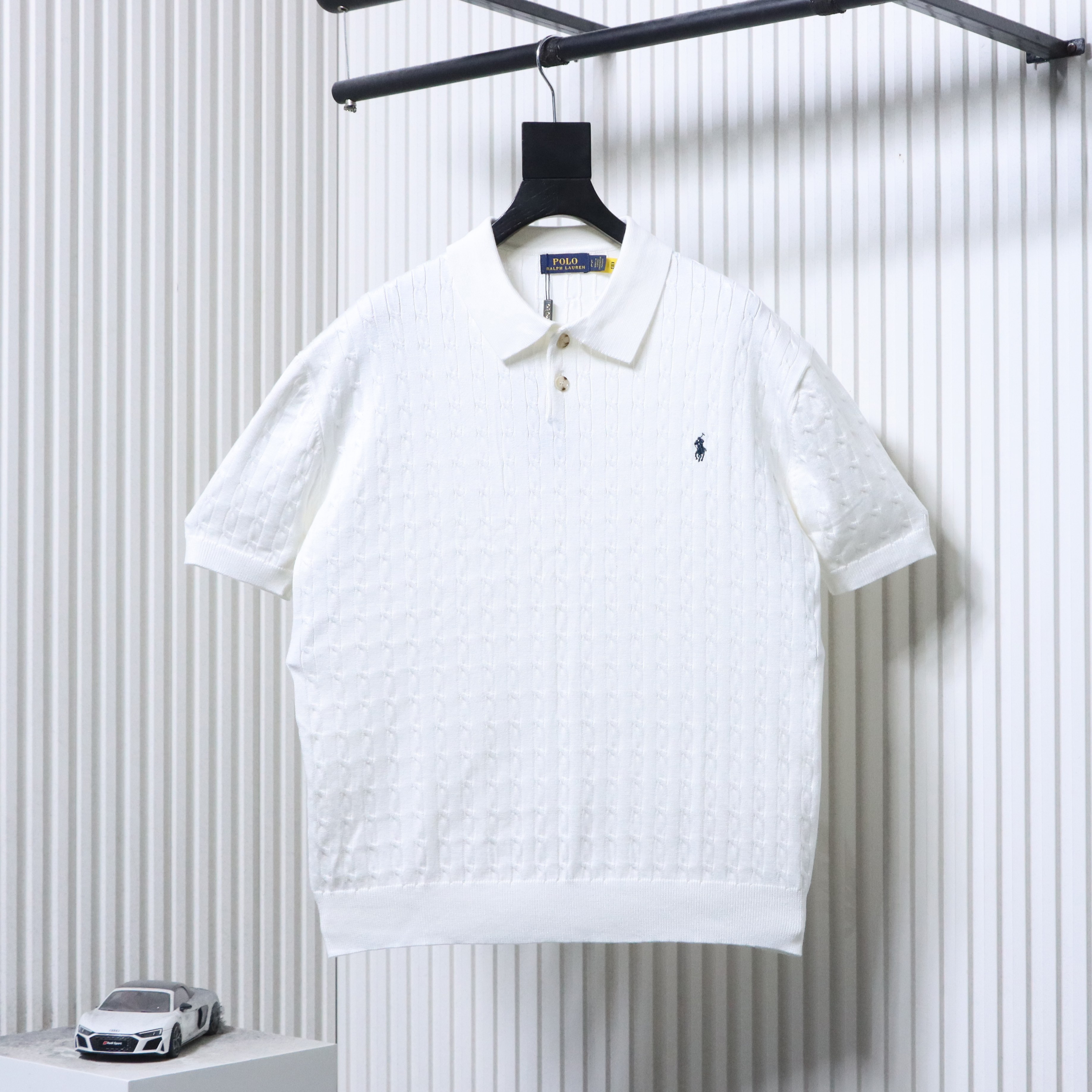 Ralph Lauren Pony Logo Embroidery Cable Knit Knit Short Sleeve Polo Shirt Style 4