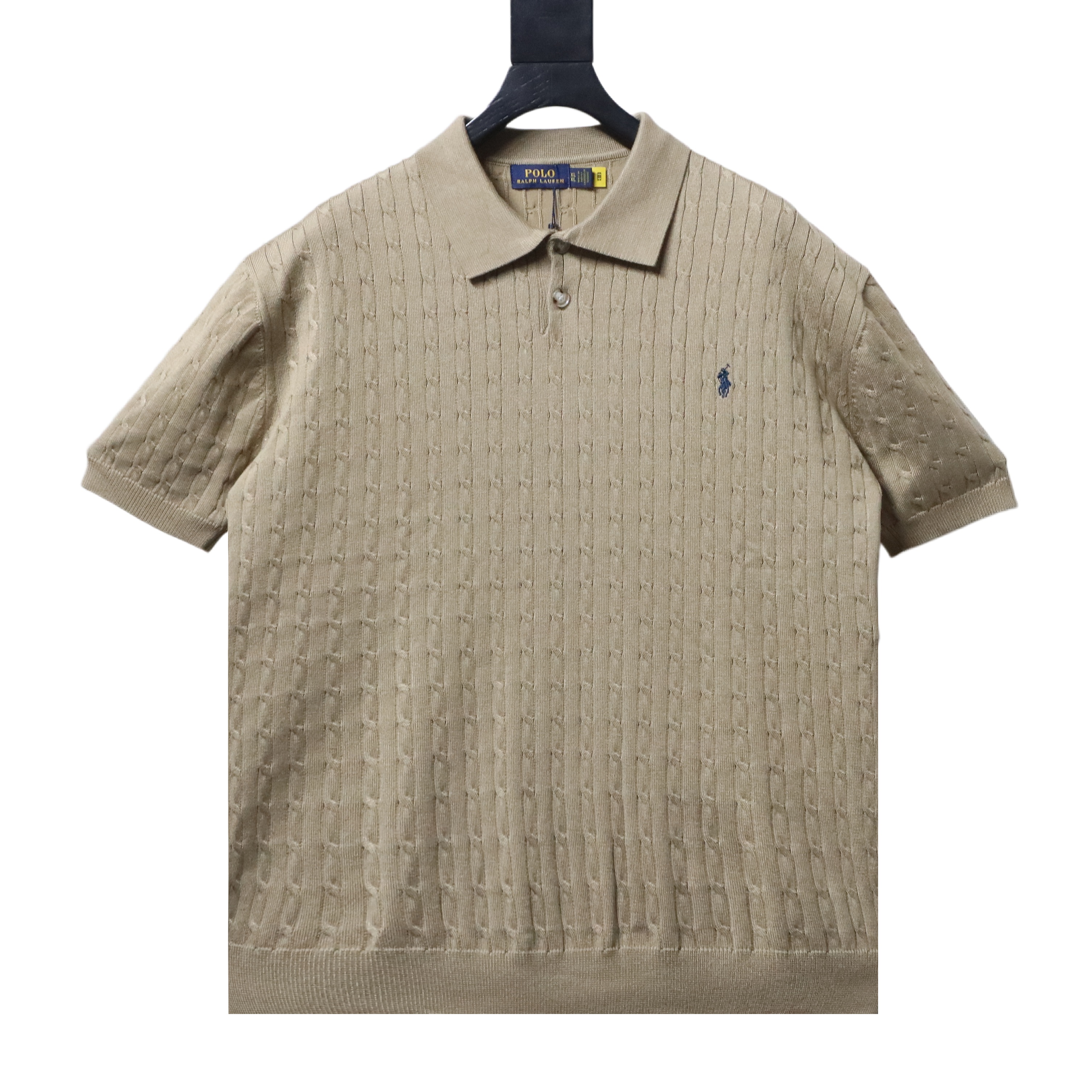 Ralph Lauren Pony Logo Embroidery Cable Knit Knit Short Sleeve Polo Shirt Style 5