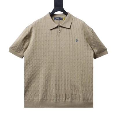 Ralph Lauren Pony Logo Embroidery Cable Knit Knit Short Sleeve Polo Shirt Style 5 02