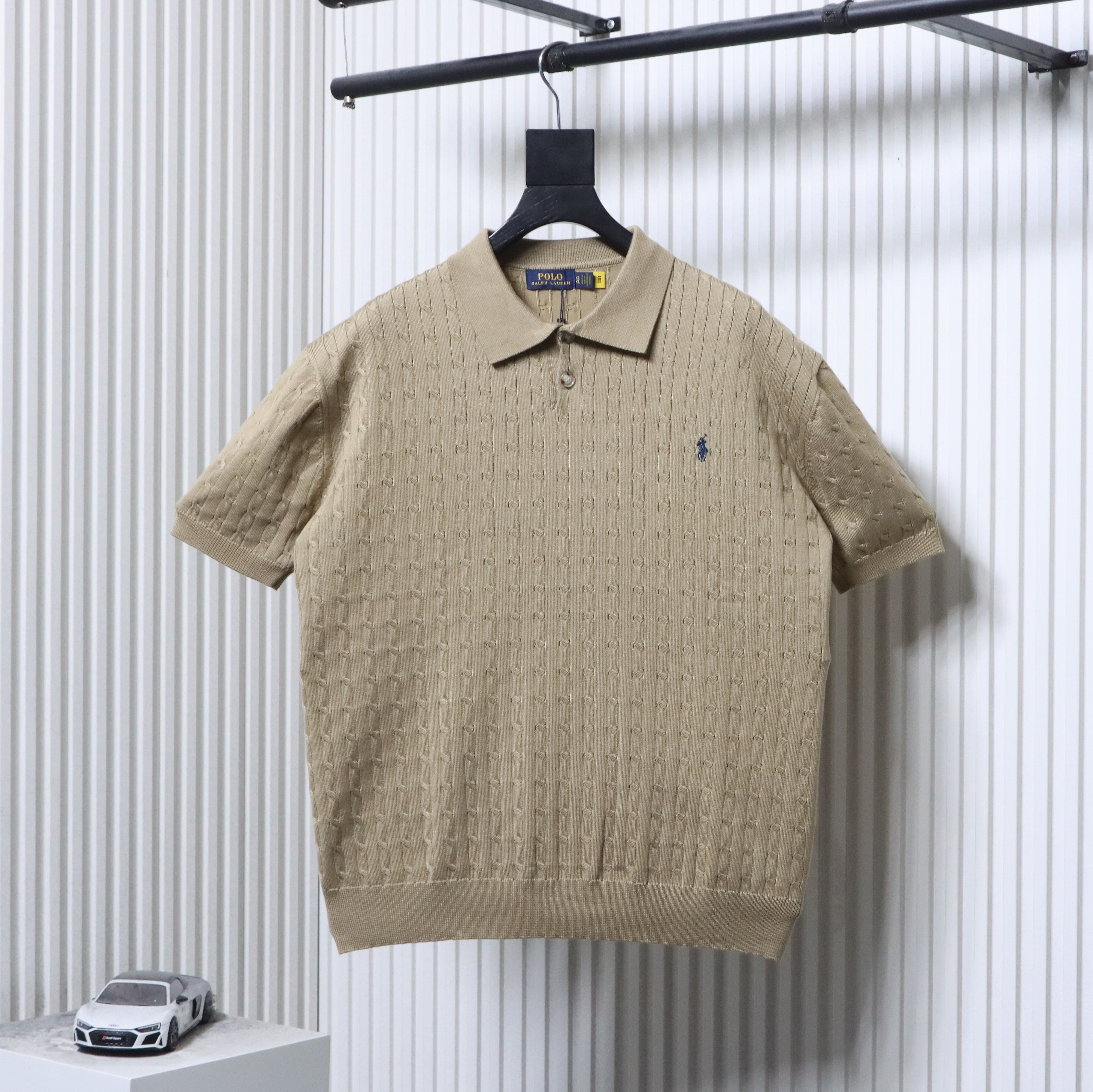 Ralph Lauren Pony Logo Embroidery Cable Knit Knit Short Sleeve Polo Shirt Style 5