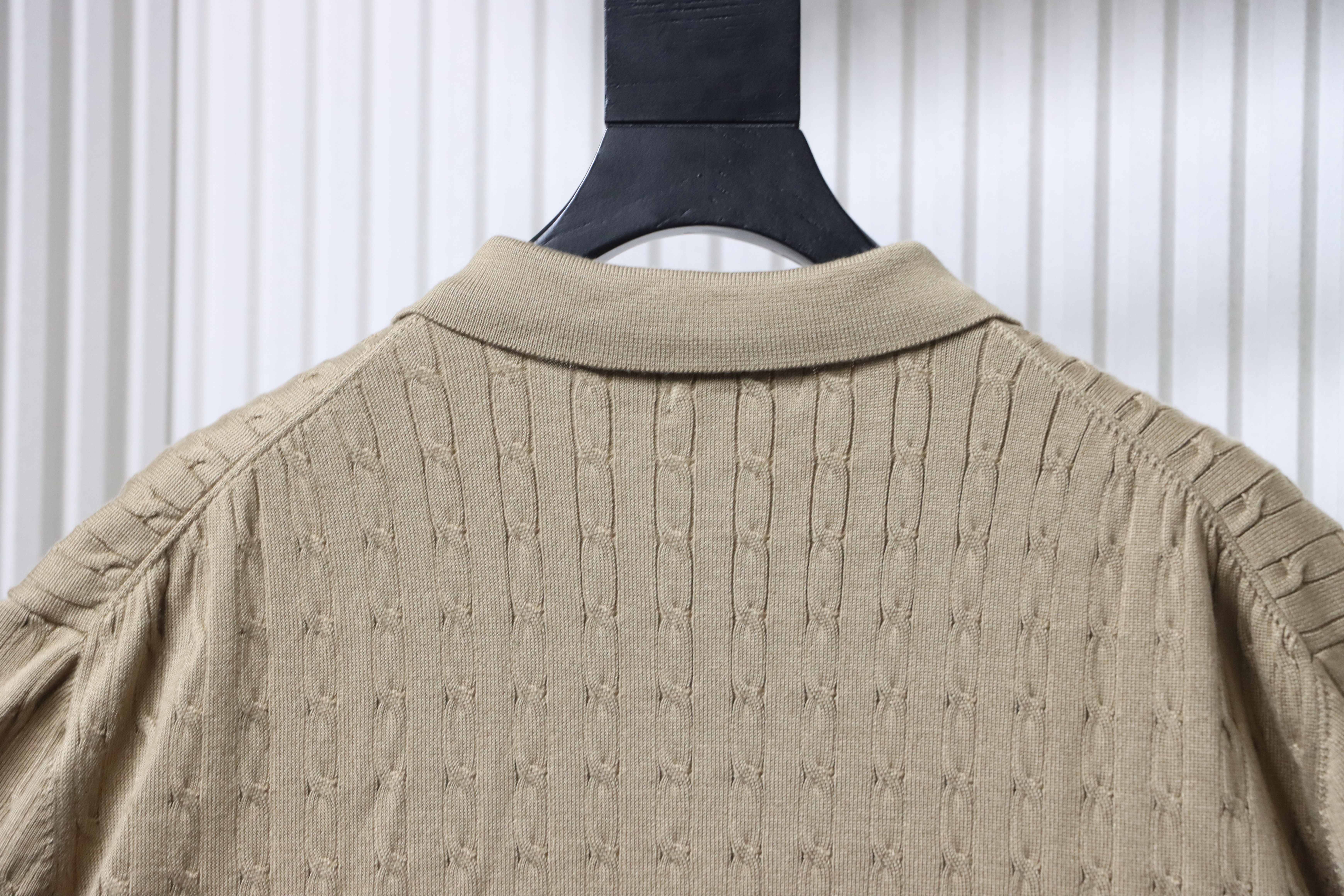 Ralph Lauren Pony Logo Embroidery Cable Knit Knit Short Sleeve Polo Shirt Style 5