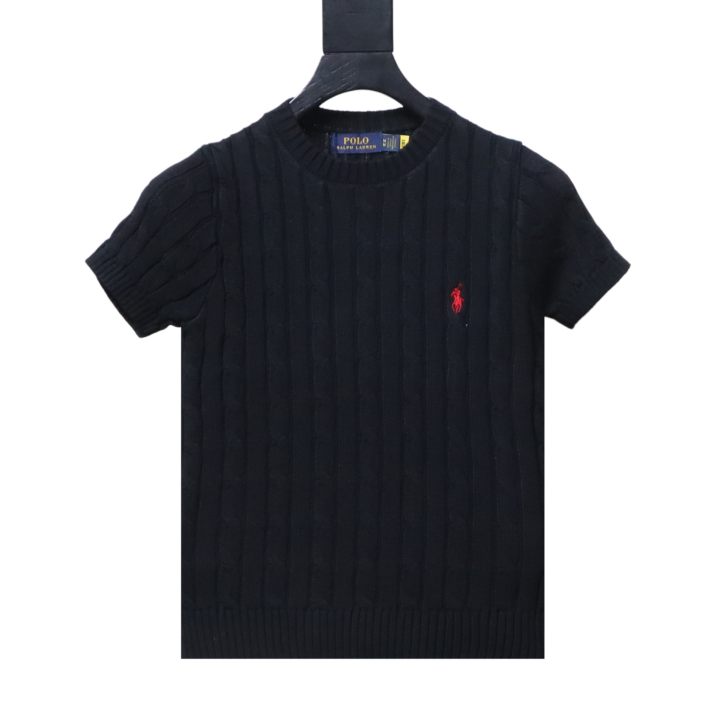 Ralph Lauren Pony Logo Embroidery Cable Knit Knit Short Sleeve T-Shirt Style 1