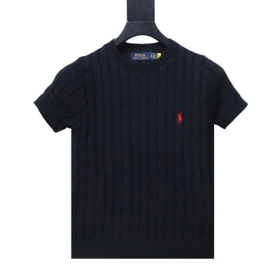 Ralph Lauren Pony Logo Embroidery Cable Knit Knit Short Sleeve T-Shirt Style 1 02