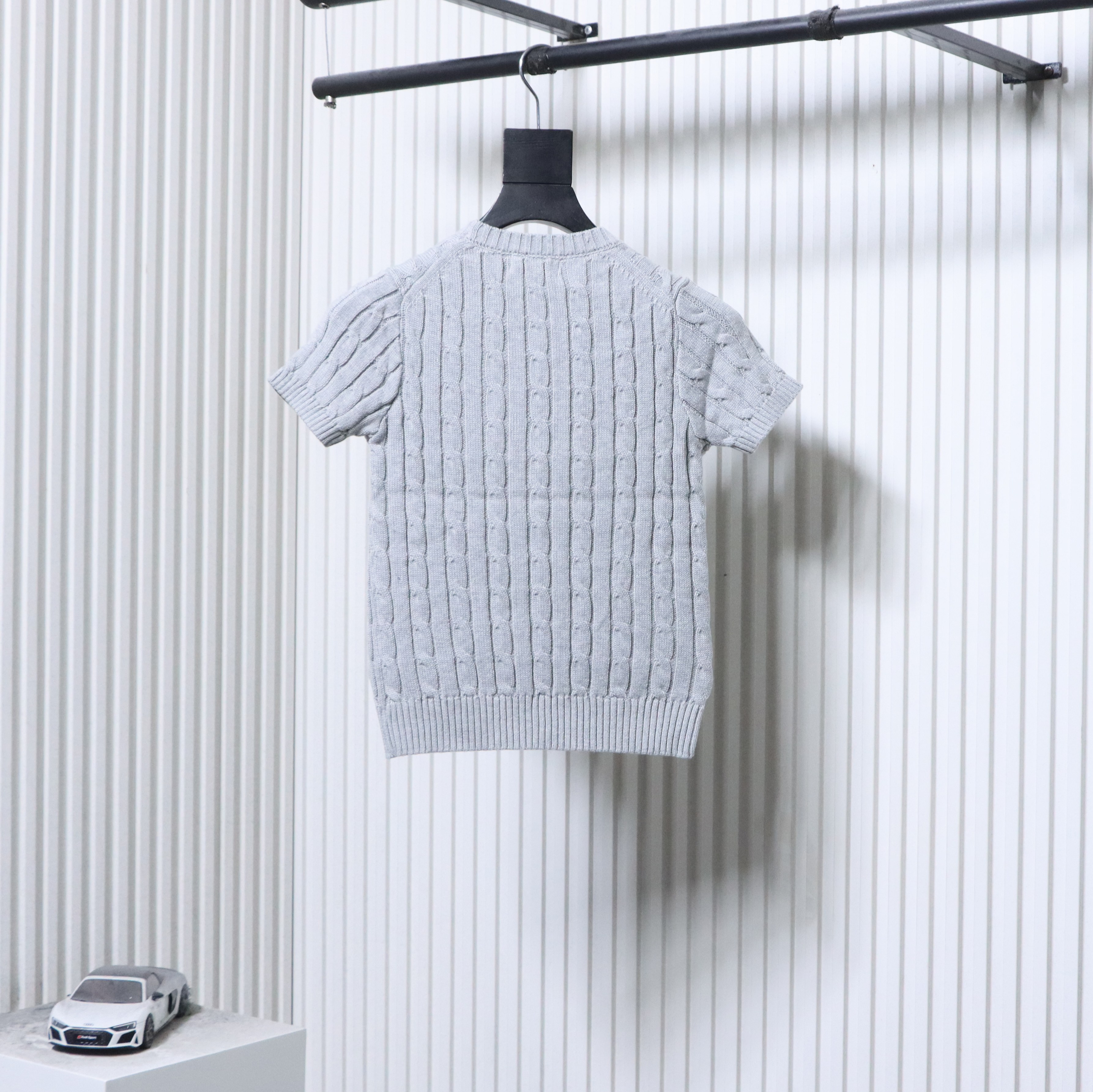 Ralph Lauren Pony Logo Embroidery Cable Knit Knit Short Sleeve T-Shirt Style 2