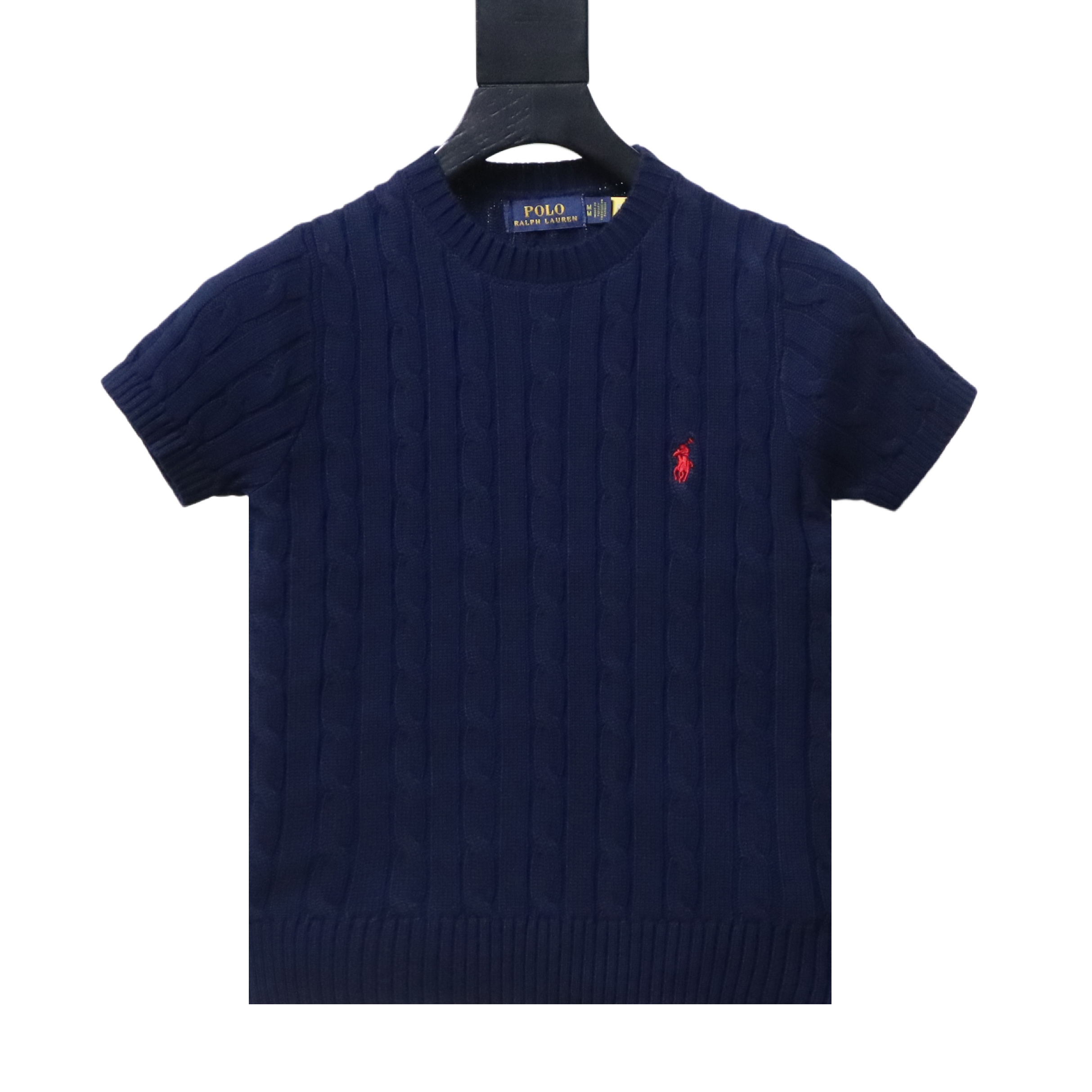 Ralph Lauren Pony Logo Embroidery Cable Knit Knit Short Sleeve T-Shirt Style 3