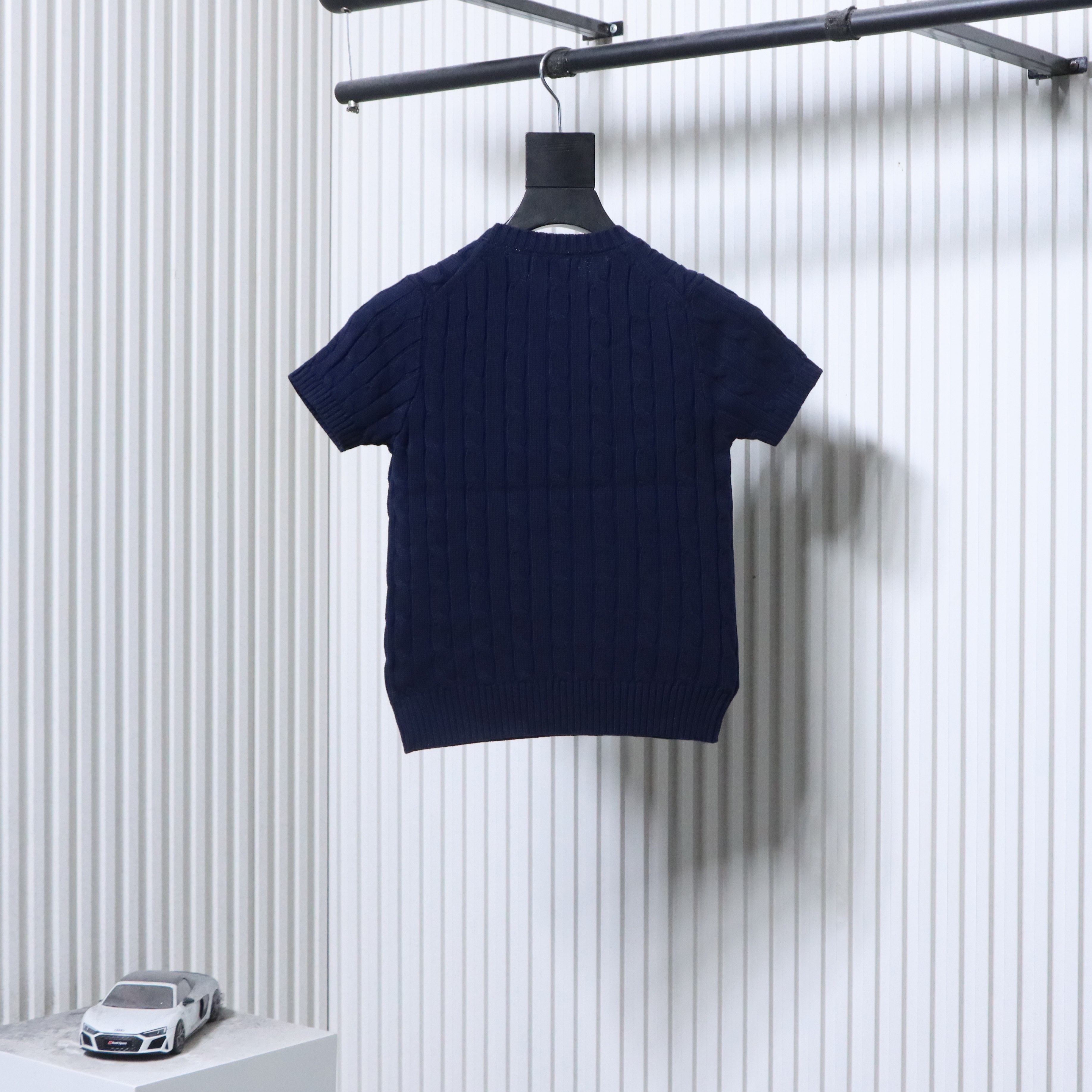 Ralph Lauren Pony Logo Embroidery Cable Knit Knit Short Sleeve T-Shirt Style 3
