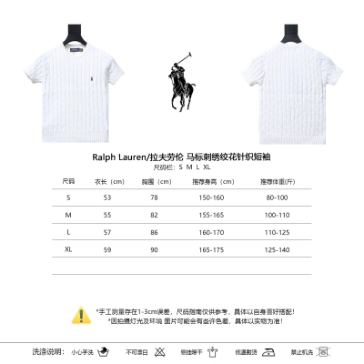 Ralph Lauren Pony Logo Embroidery Cable Knit Knit Short Sleeve T-Shirt Style 4 01