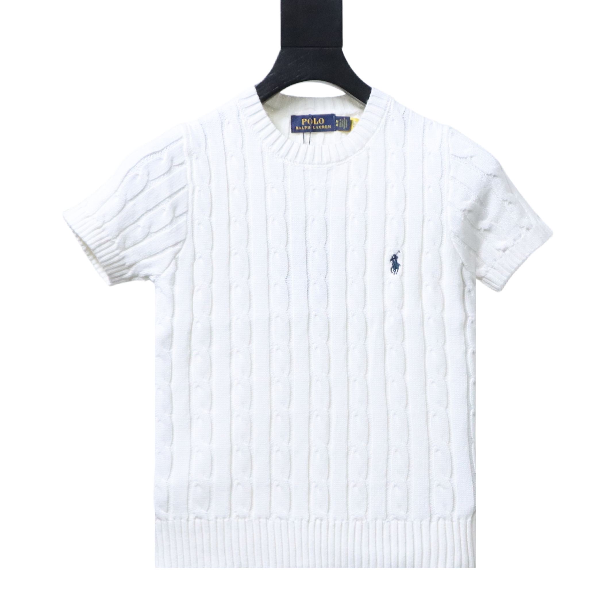 Ralph Lauren Pony Logo Embroidery Cable Knit Knit Short Sleeve T-Shirt Style 4