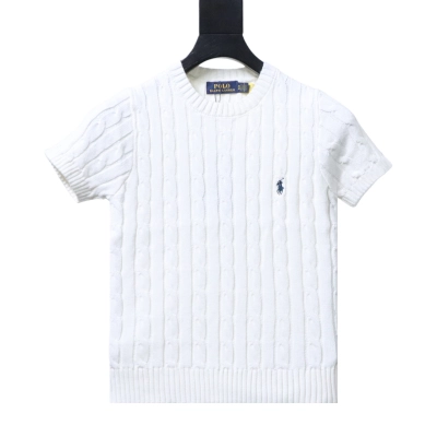 Ralph Lauren Pony Logo Embroidery Cable Knit Knit Short Sleeve T-Shirt Style 4 02