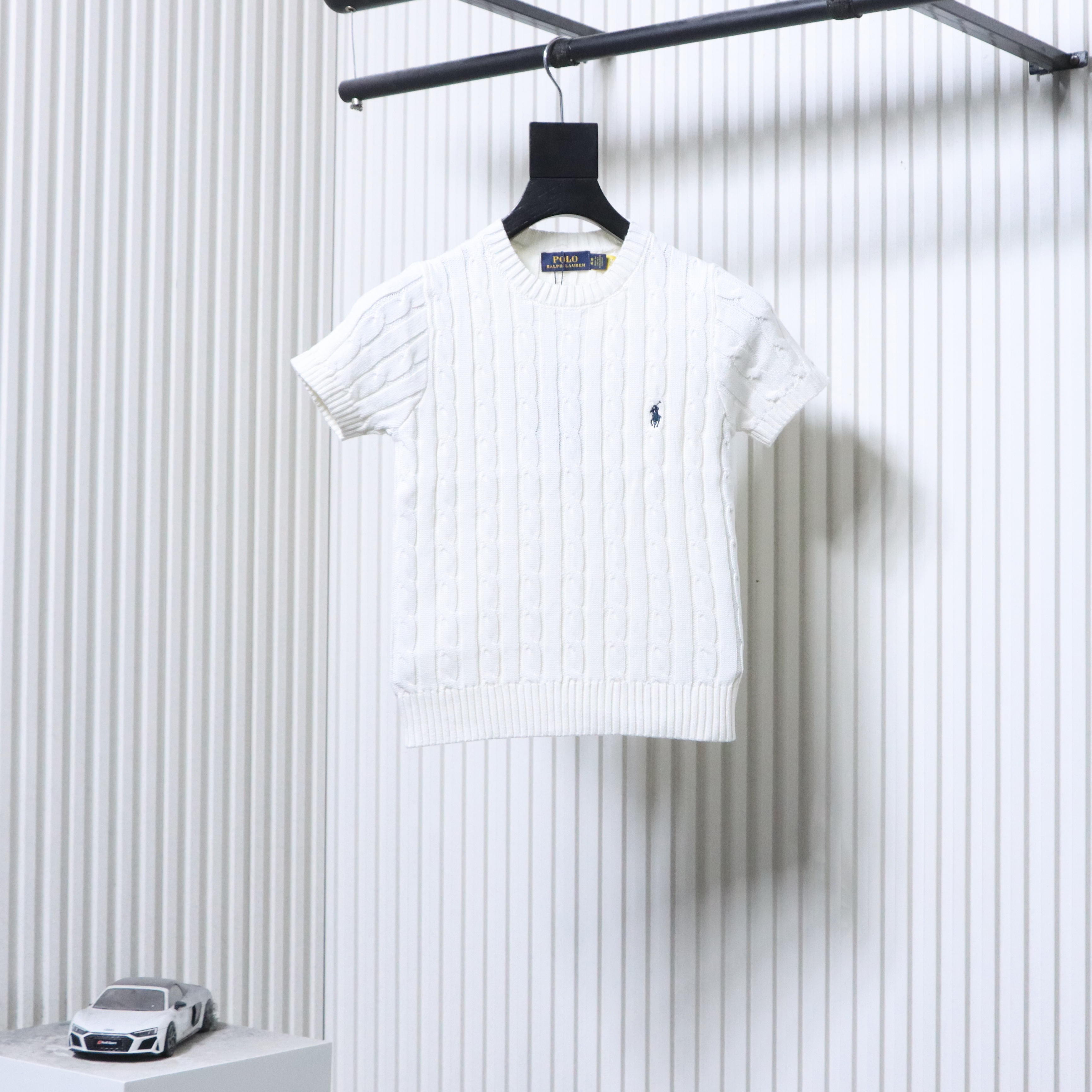 Ralph Lauren Pony Logo Embroidery Cable Knit Knit Short Sleeve T-Shirt Style 4