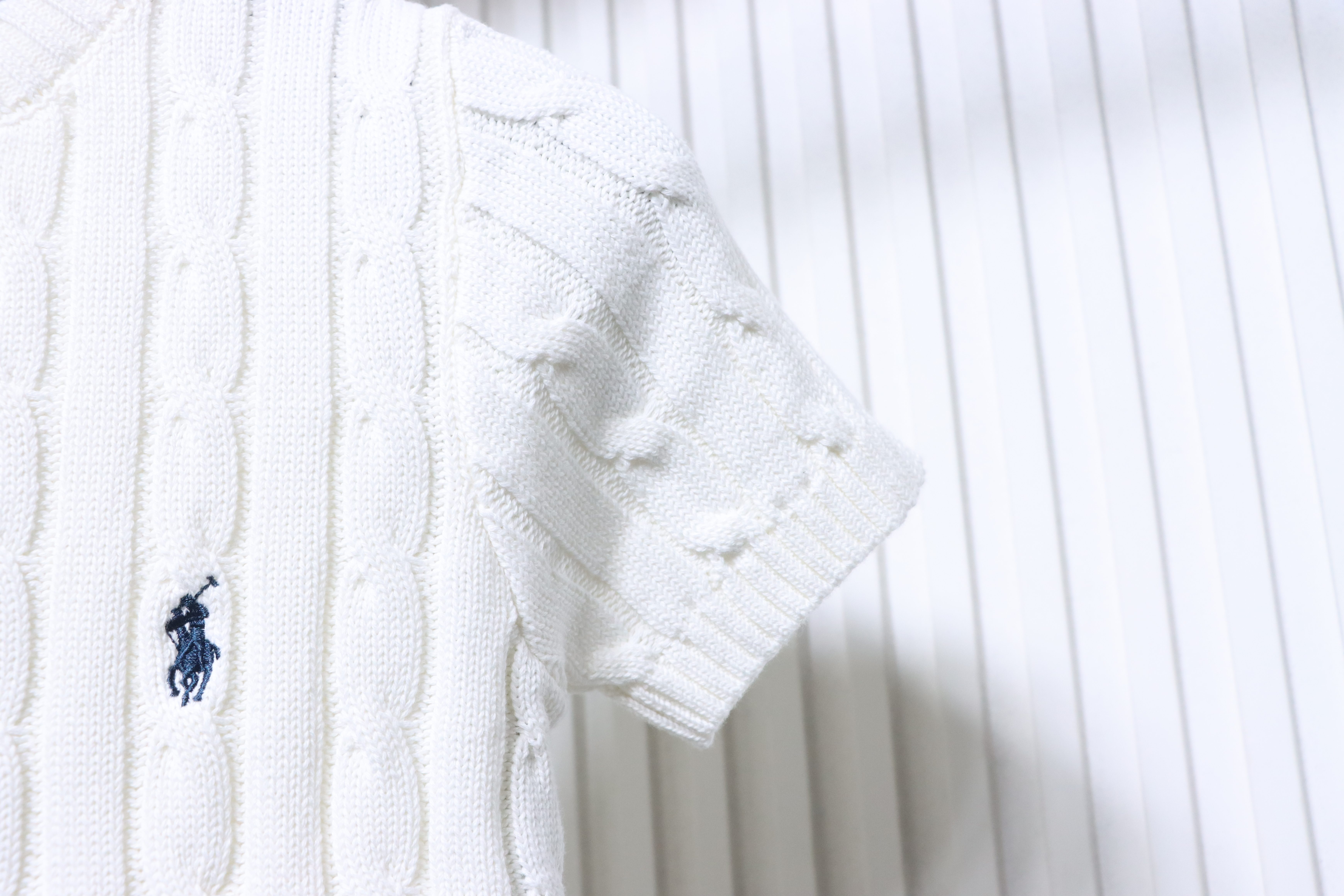 Ralph Lauren Pony Logo Embroidery Cable Knit Knit Short Sleeve T-Shirt Style 4