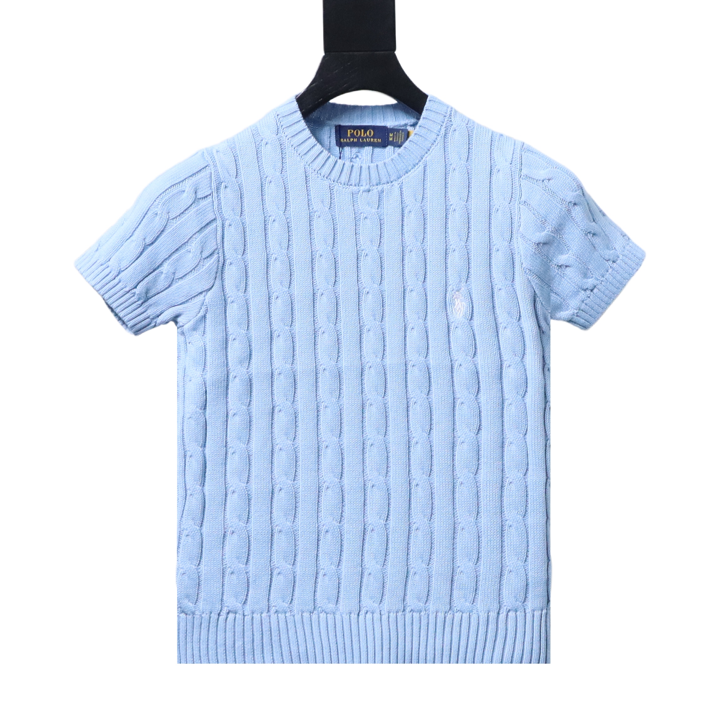 Ralph Lauren Pony Logo Embroidery Cable Knit Knit Short Sleeve T-Shirt Style 5