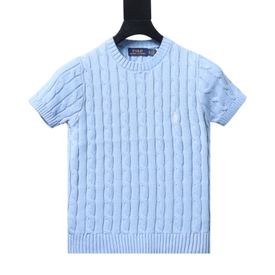 Ralph Lauren Pony Logo Embroidery Cable Knit Knit Short Sleeve T-Shirt Style 5 02