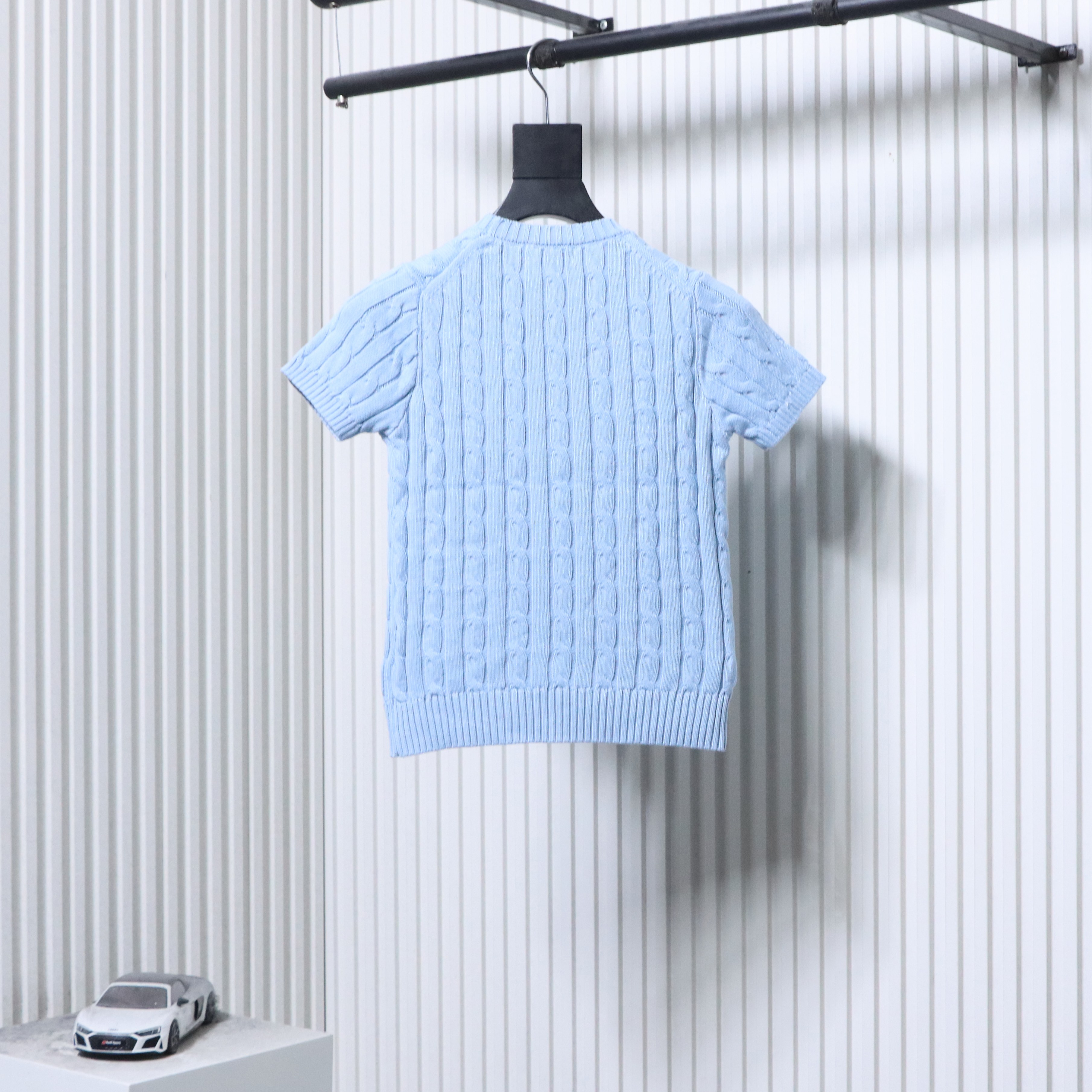 Ralph Lauren Pony Logo Embroidery Cable Knit Knit Short Sleeve T-Shirt Style 5