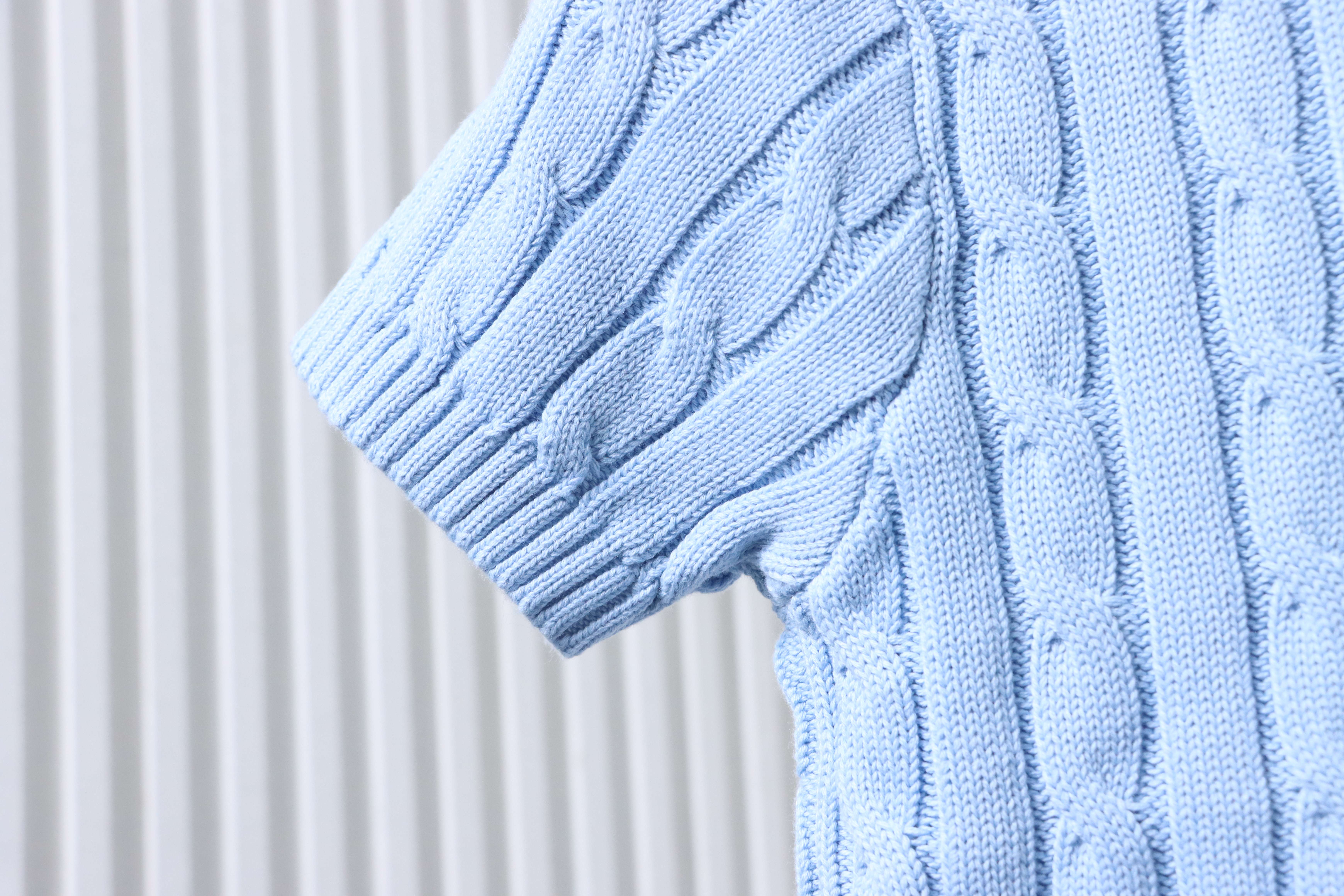 Ralph Lauren Pony Logo Embroidery Cable Knit Knit Short Sleeve T-Shirt Style 5