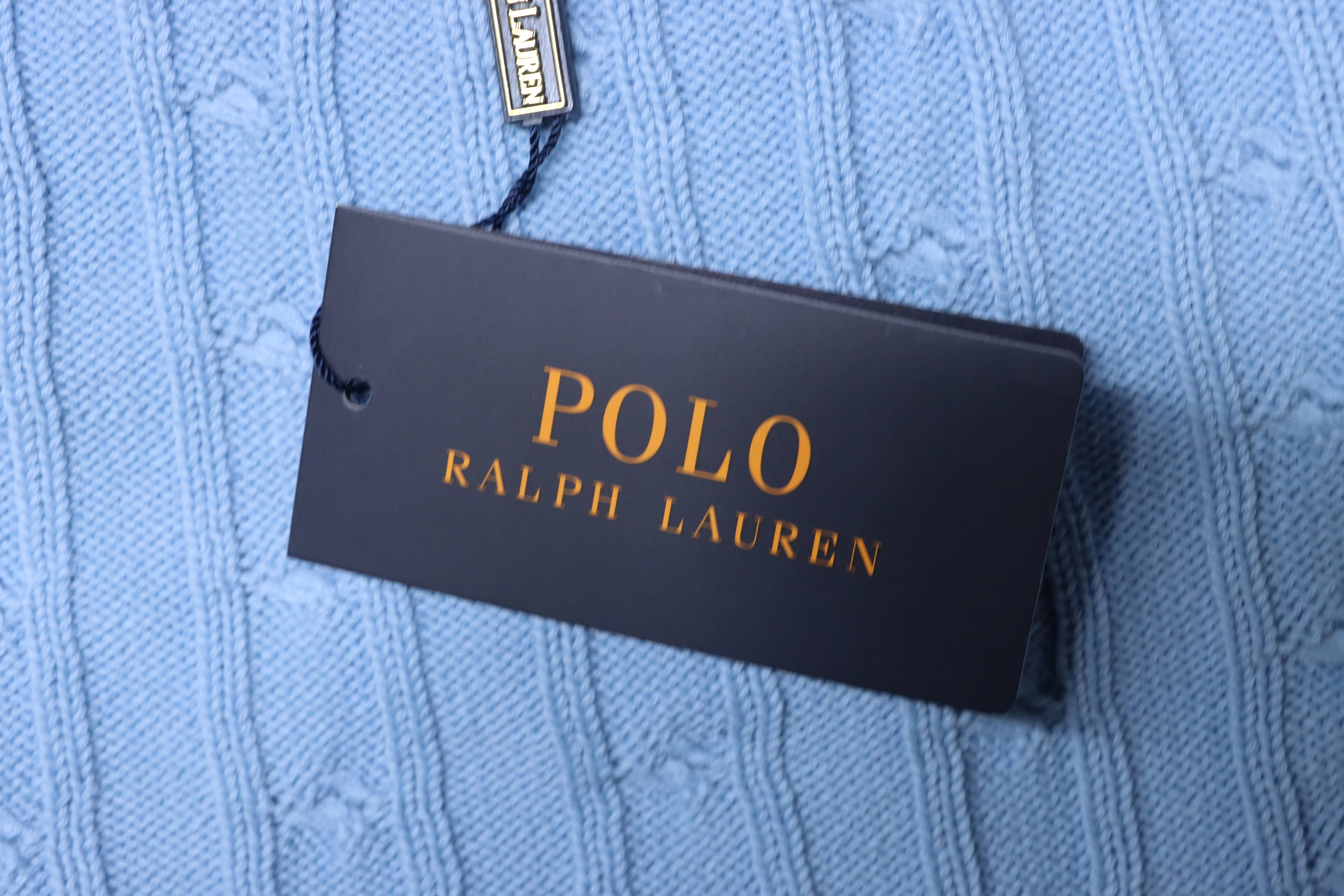 Ralph Lauren Pony Logo Embroidery Cable Knit Knit Short Sleeve T-Shirt Style 5