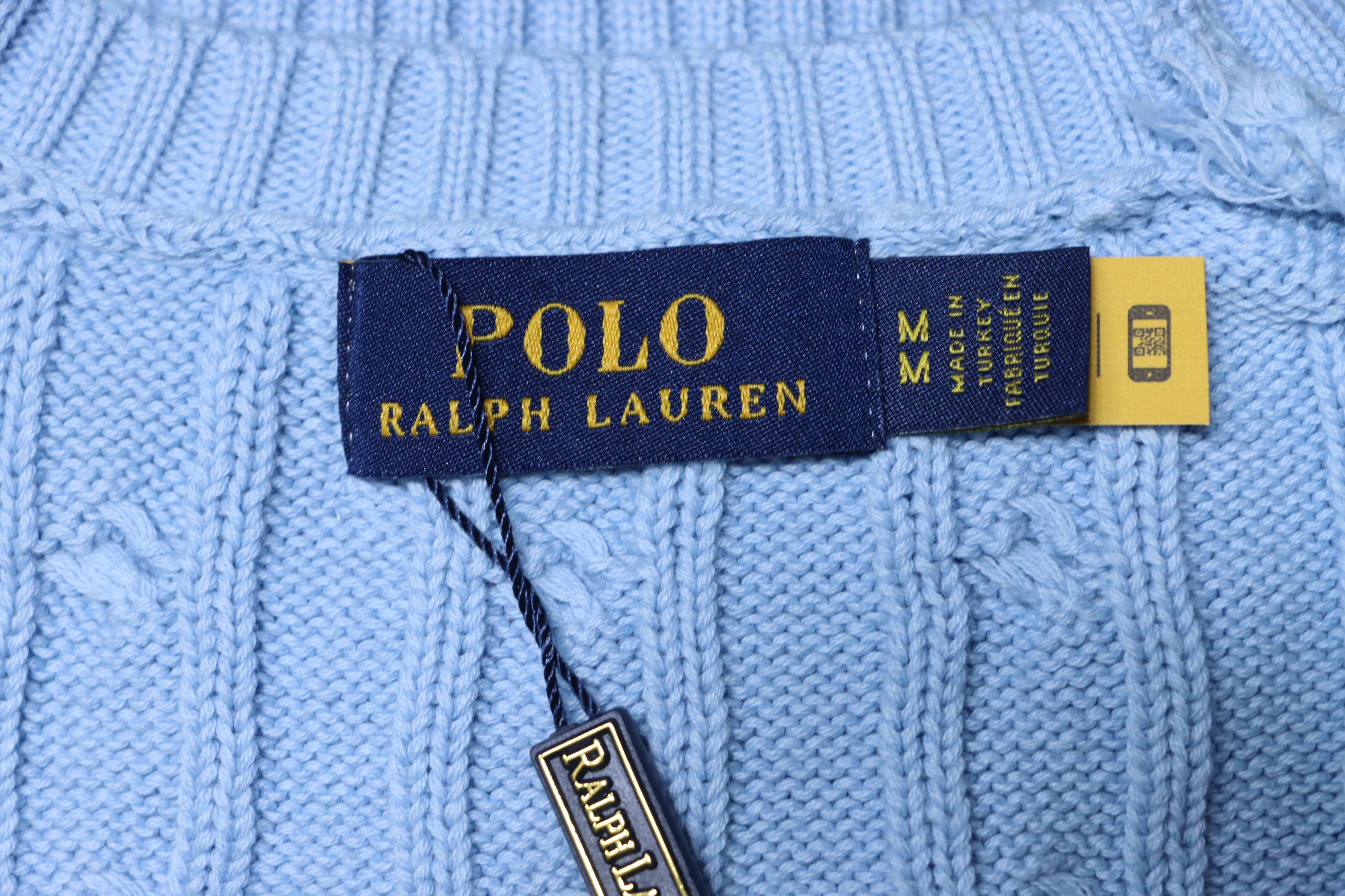 Ralph Lauren Pony Logo Embroidery Cable Knit Knit Short Sleeve T-Shirt Style 5
