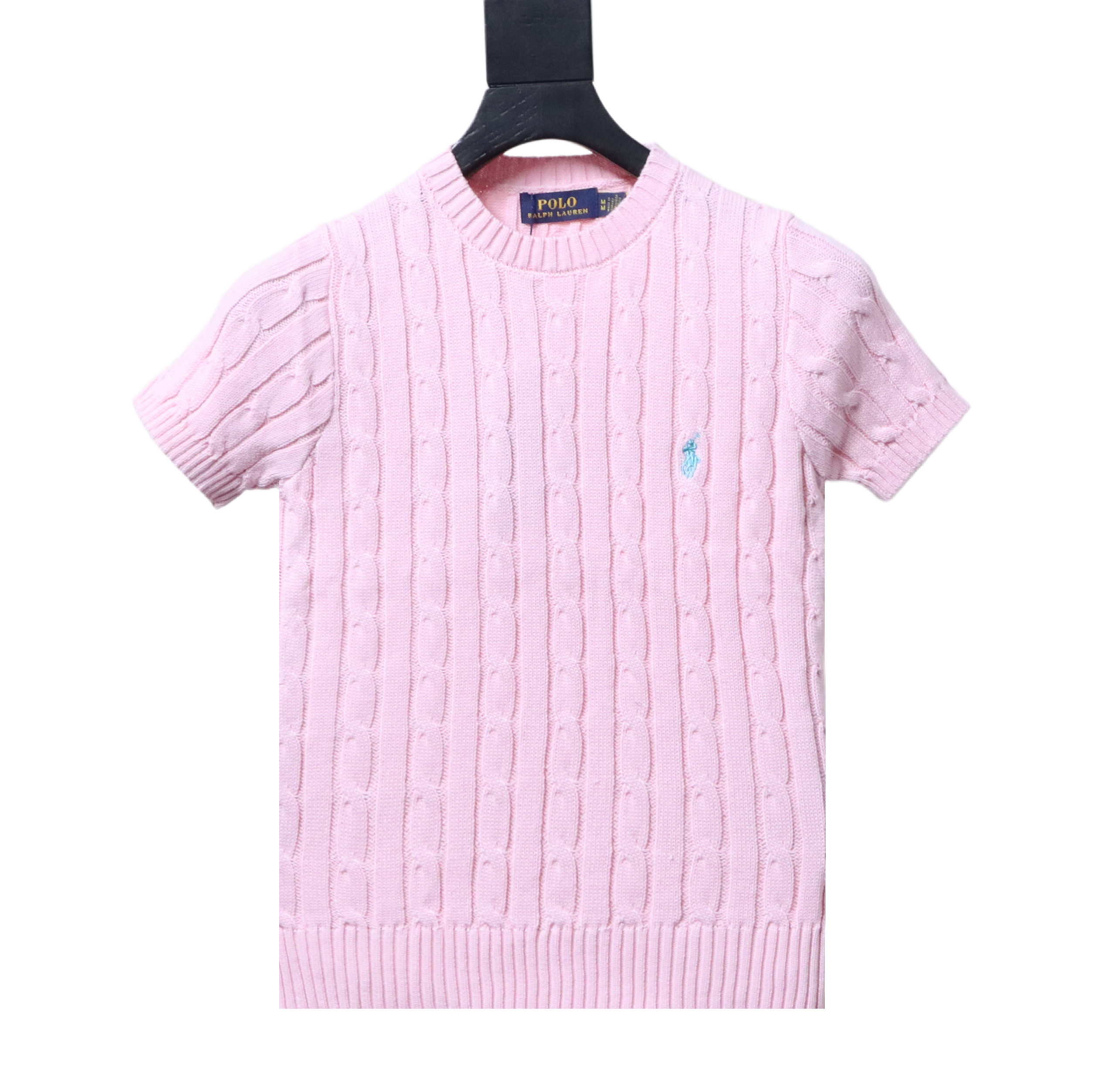 Ralph Lauren Pony Logo Embroidery Cable Knit Knit Short Sleeve T-Shirt Style 6