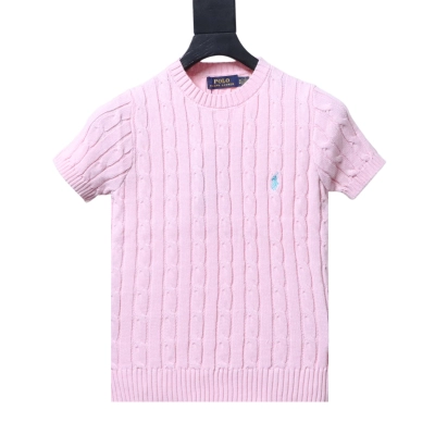 Ralph Lauren Pony Logo Embroidery Cable Knit Knit Short Sleeve T-Shirt Style 6 02