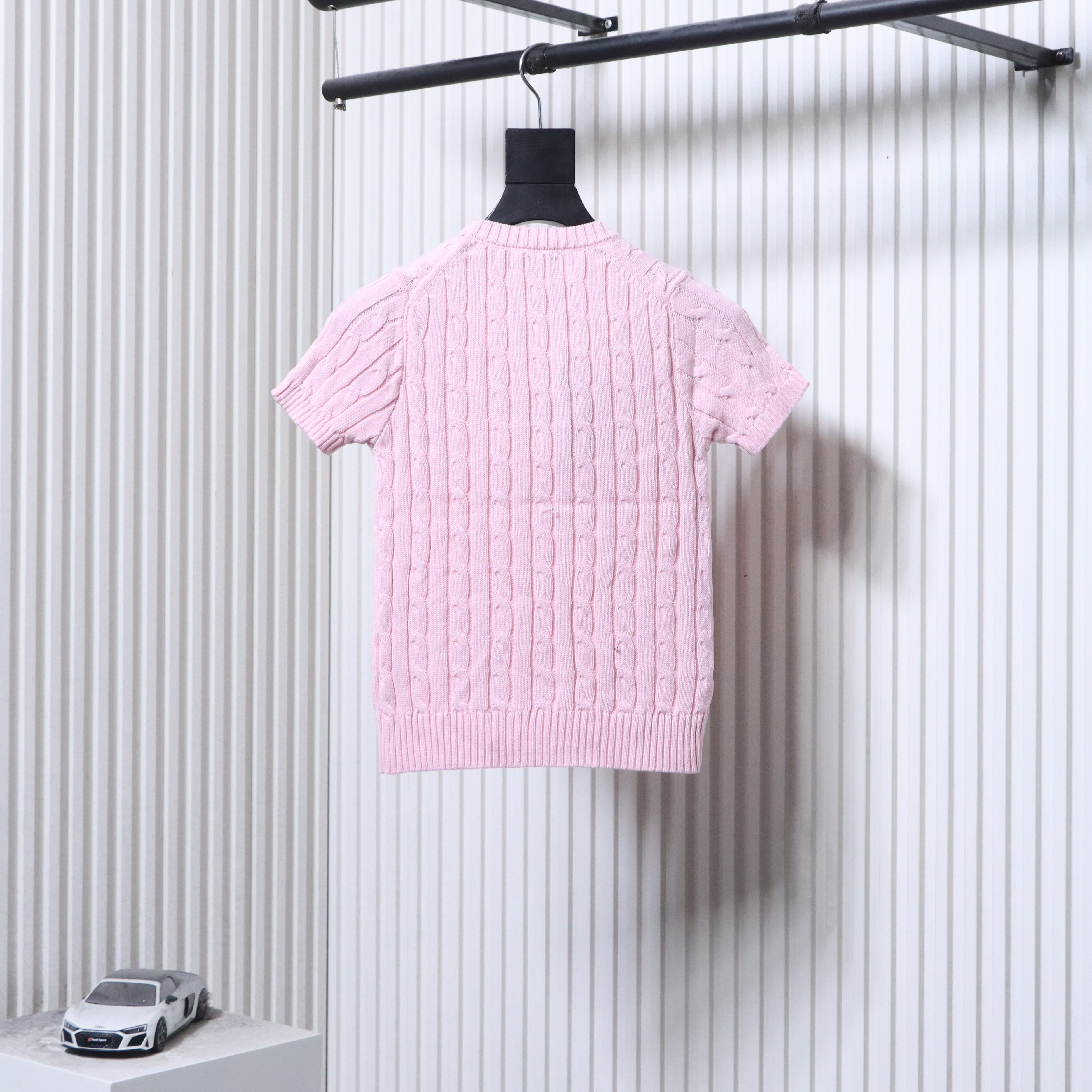 Ralph Lauren Pony Logo Embroidery Cable Knit Knit Short Sleeve T-Shirt Style 6
