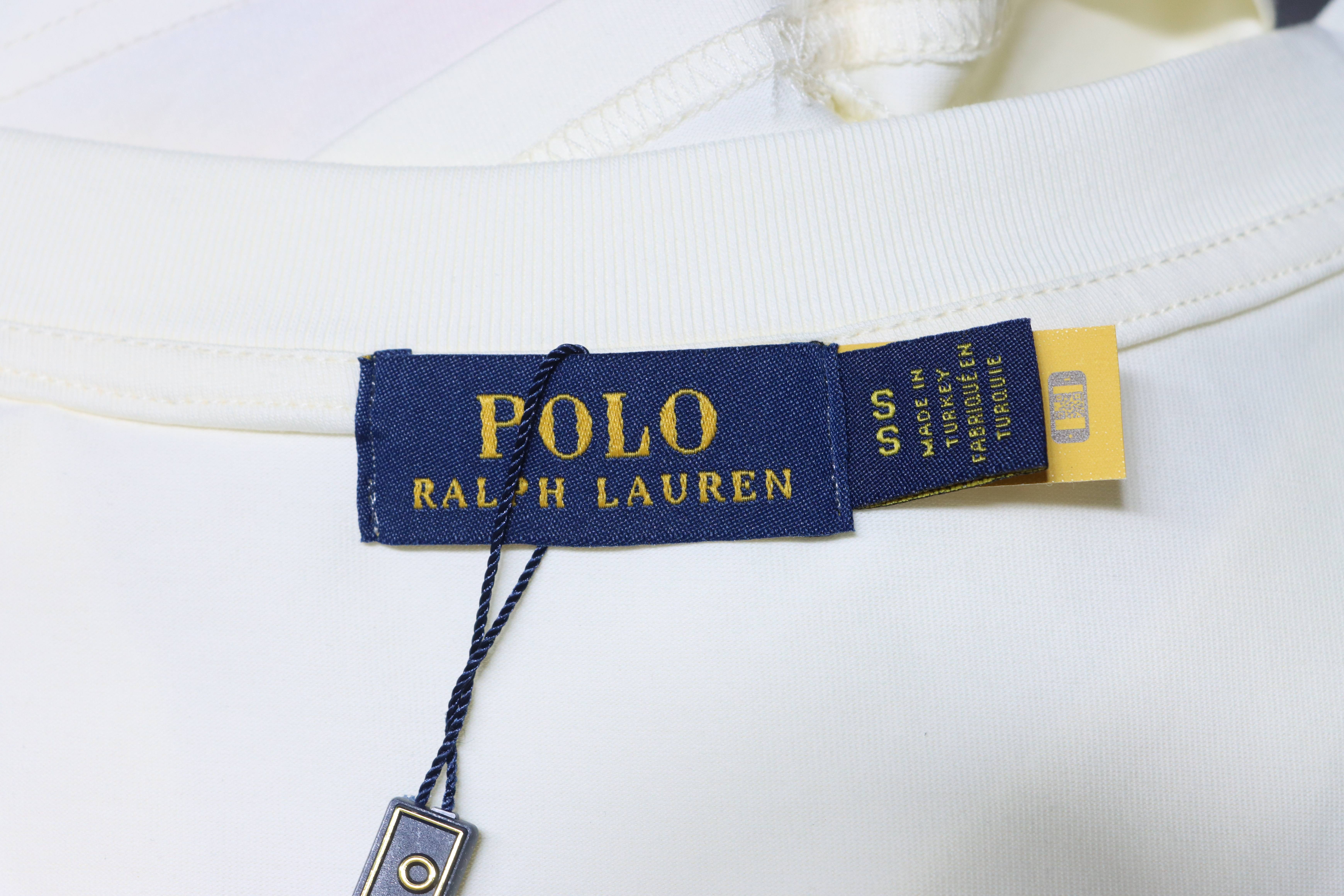 Ralph Lauren RL Pony Logo Embroidery Solid Color V-Neck T-Shirt Women Style 1