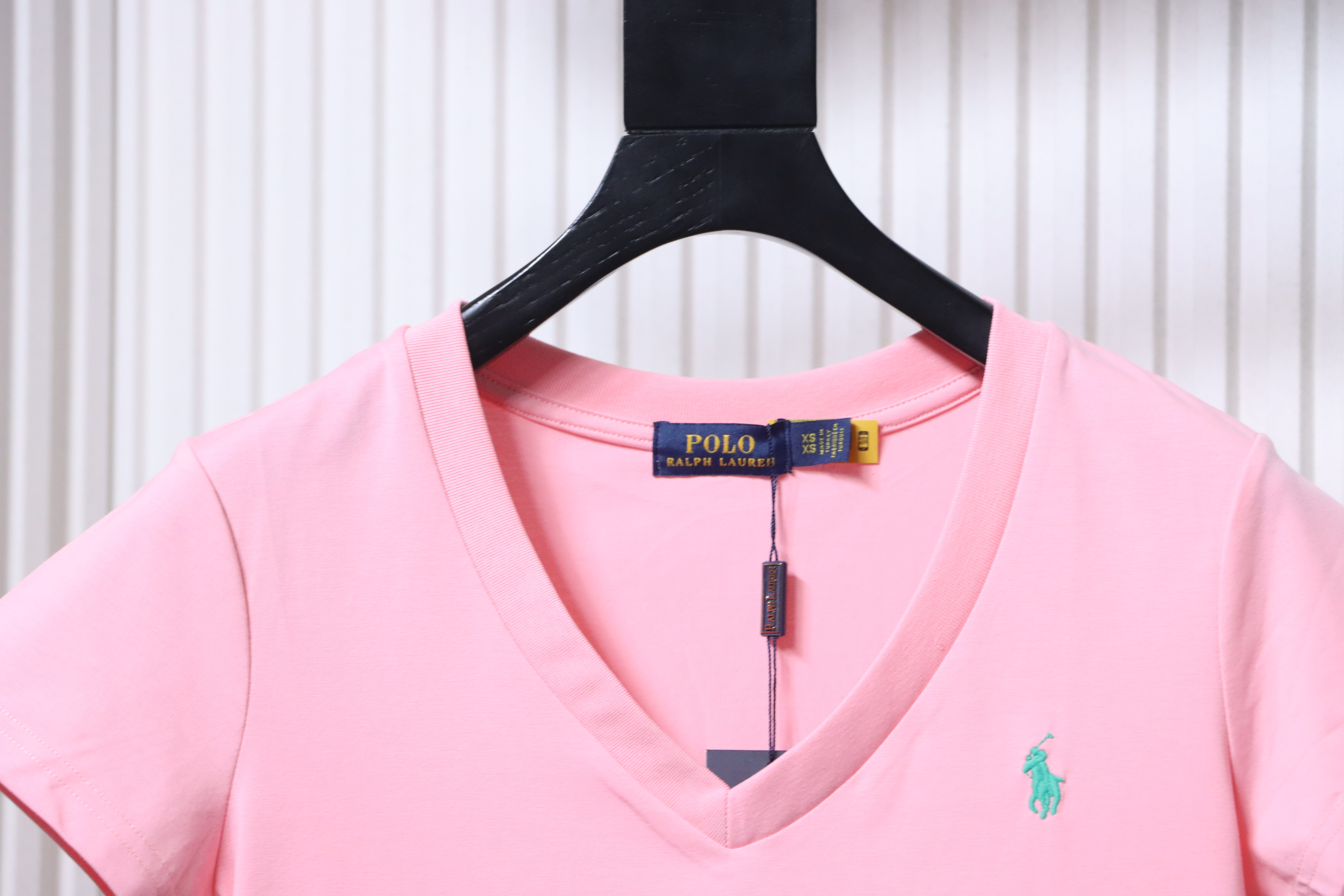 Ralph Lauren RL Pony Logo Embroidery Solid Color V-Neck T-Shirt Women Style 2