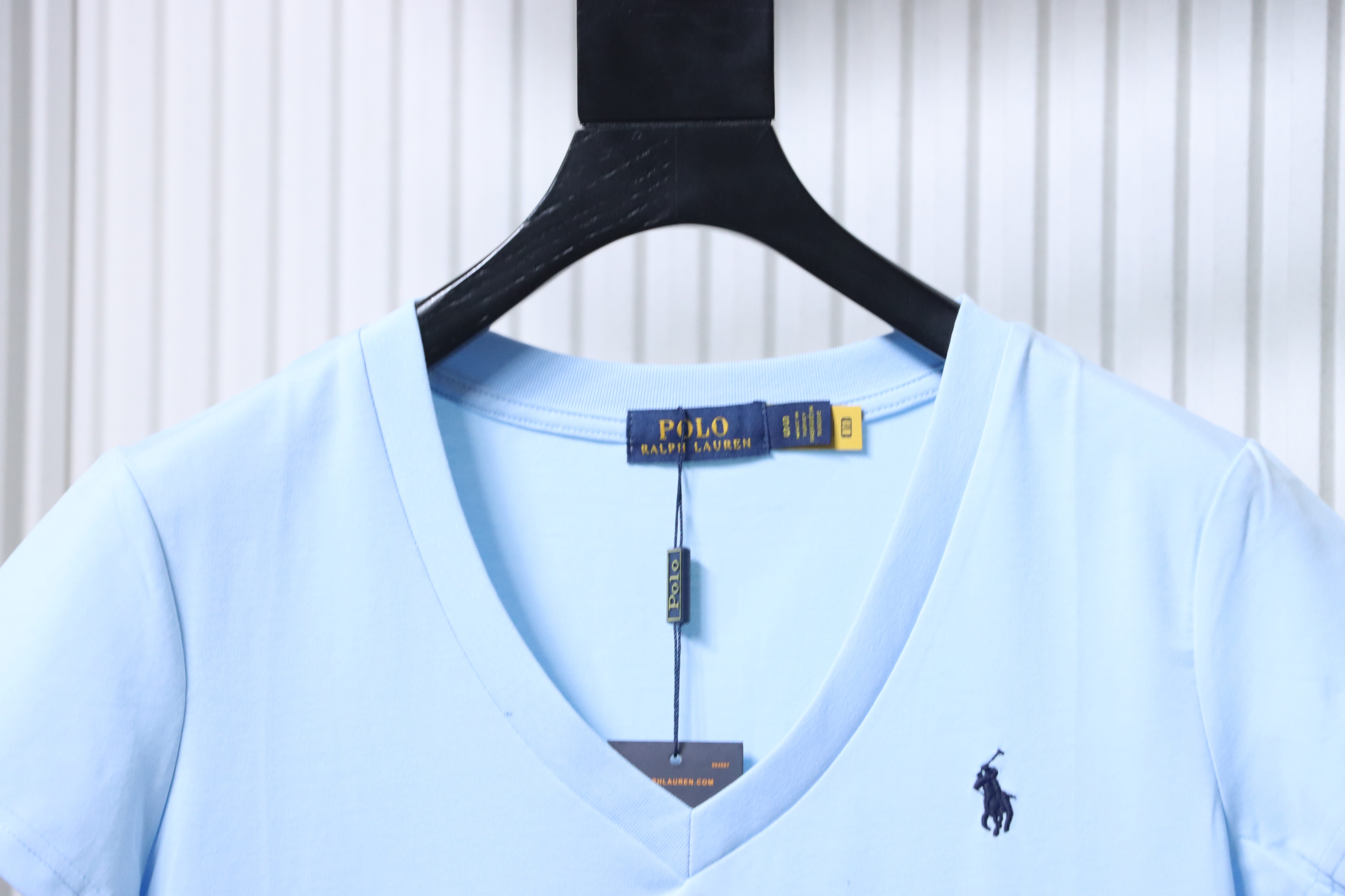 Ralph Lauren RL Pony Logo Embroidery Solid Color V-Neck T-Shirt Women Style 5