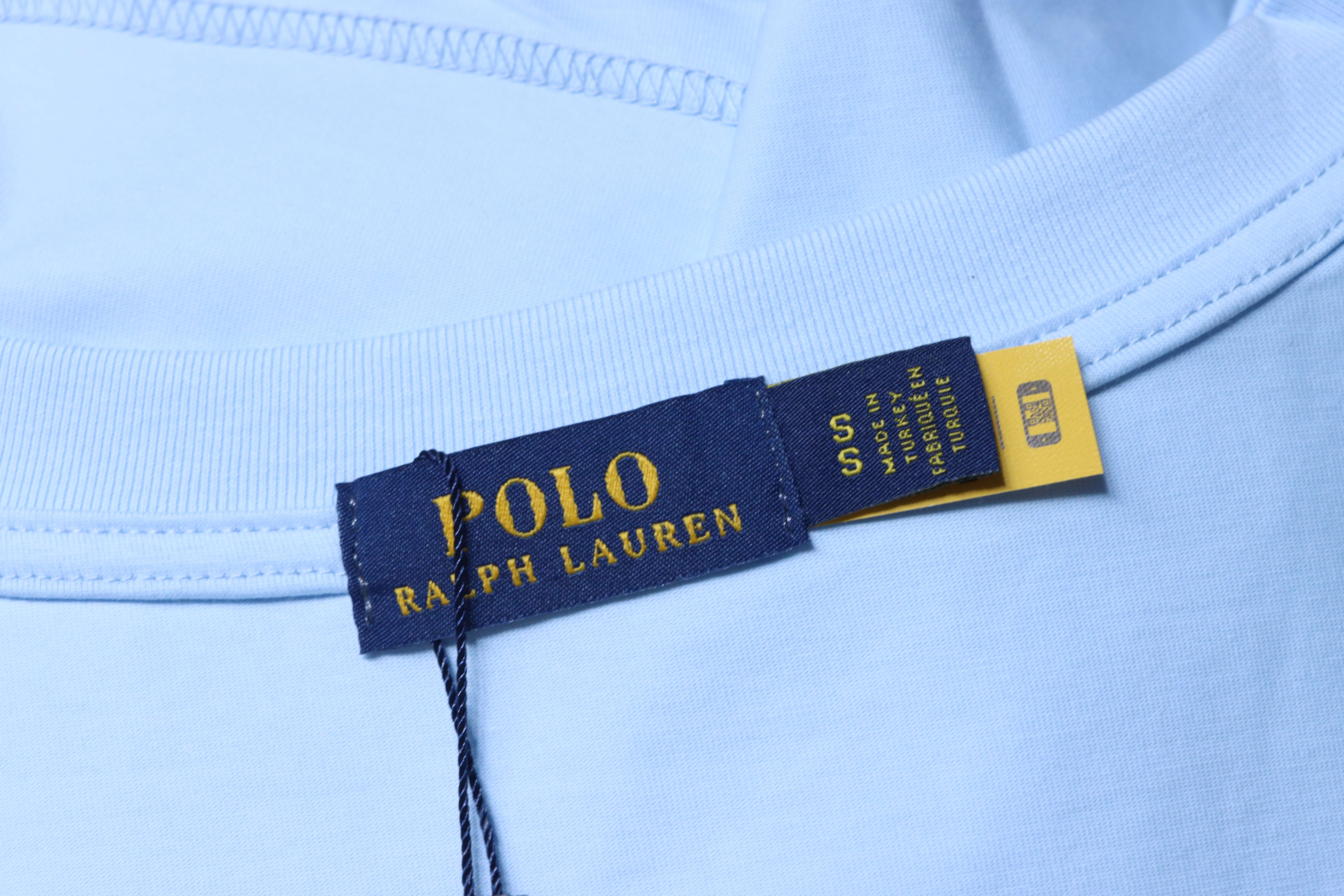Ralph Lauren RL Pony Logo Embroidery Solid Color V-Neck T-Shirt Women Style 5