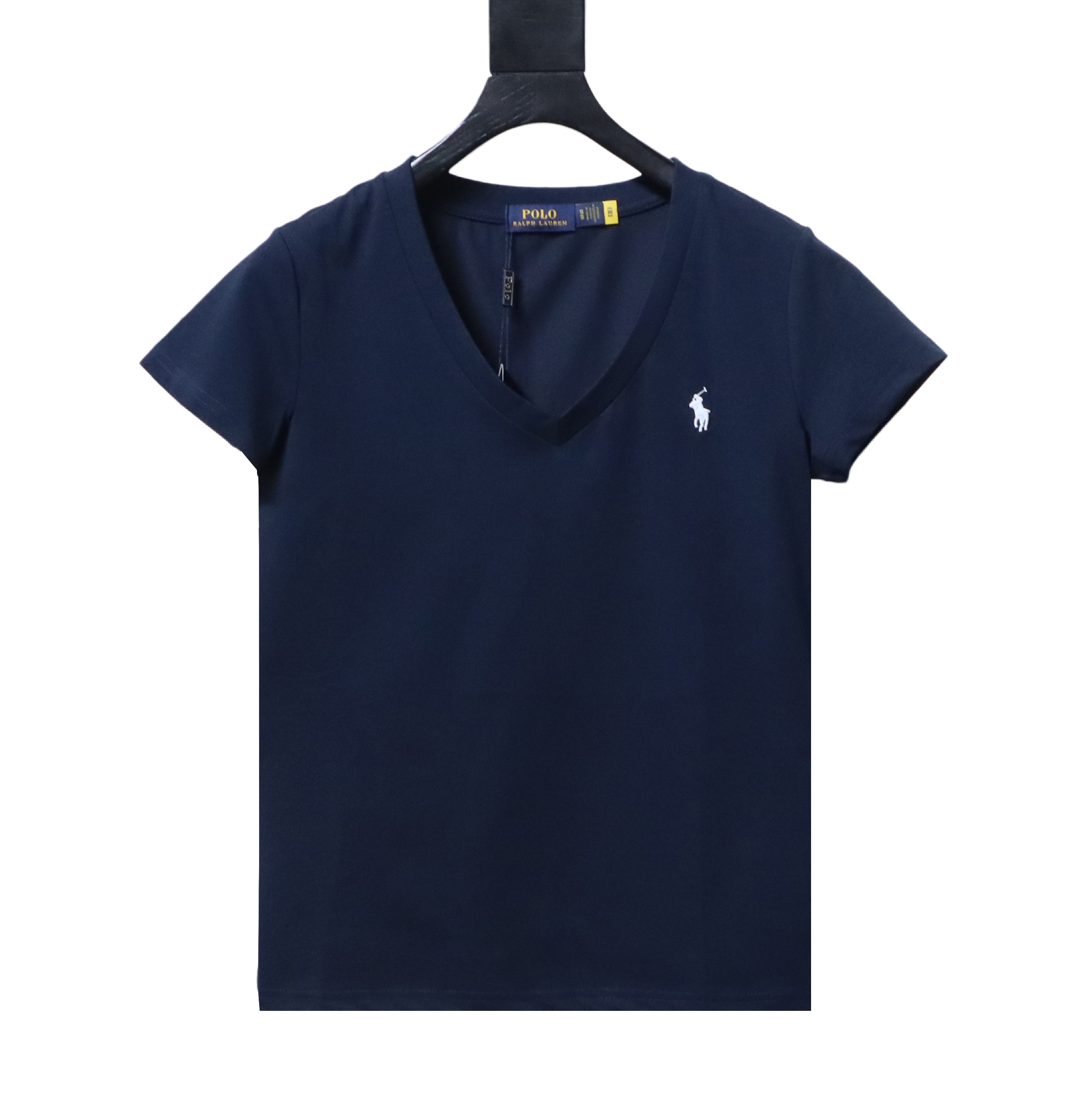 Ralph Lauren RL Pony Logo Embroidery Solid Color V-Neck T-Shirt Women Style 6