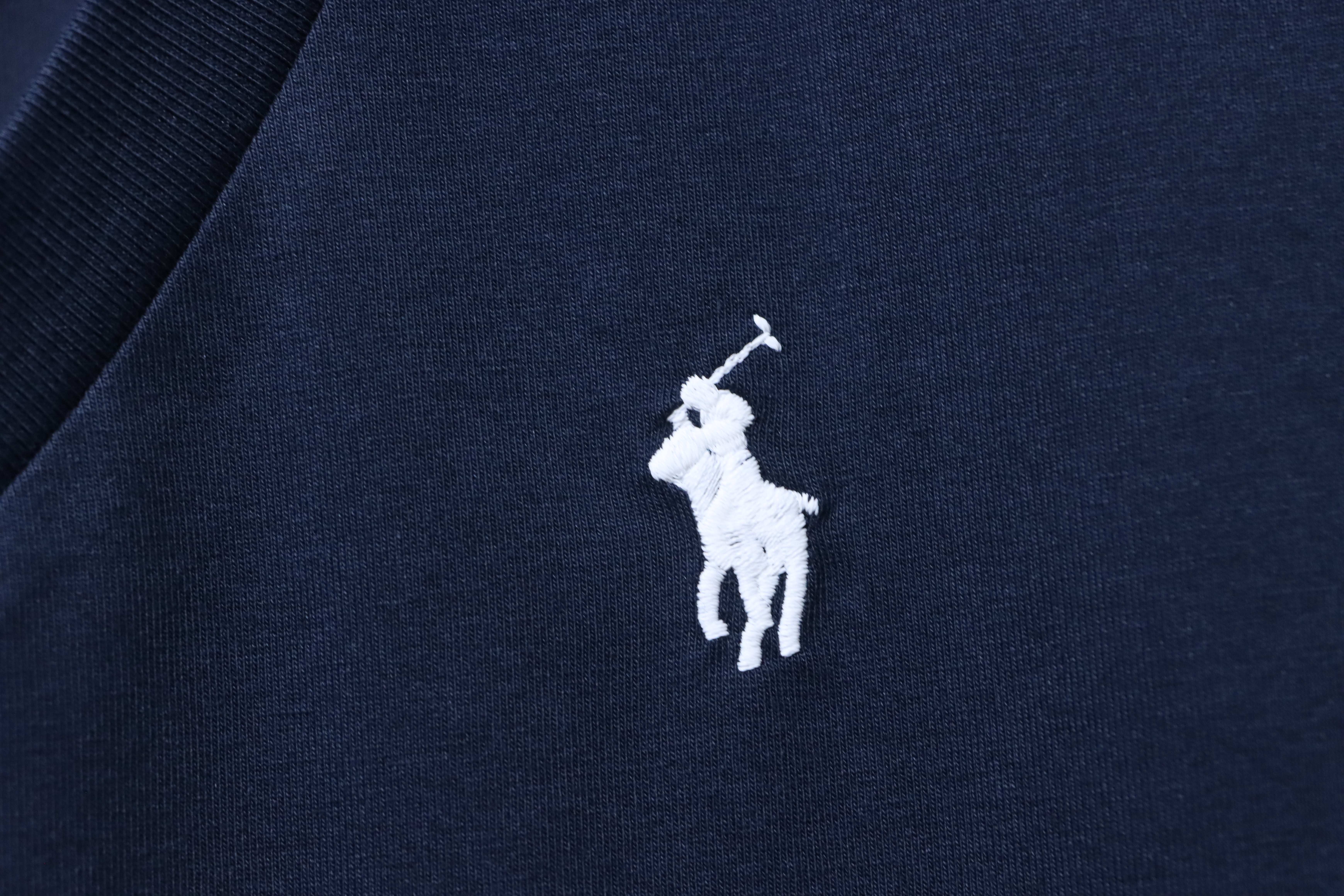 Ralph Lauren RL Pony Logo Embroidery Solid Color V-Neck T-Shirt Women Style 6