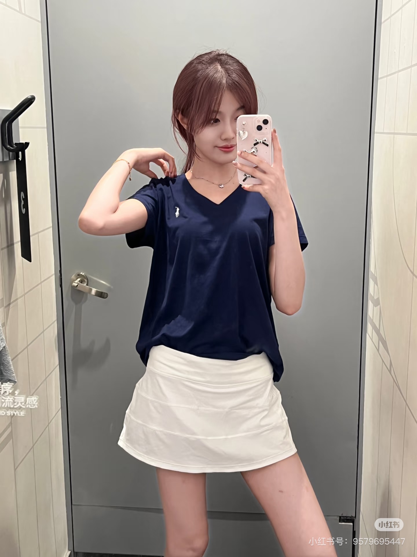 Ralph Lauren RL Pony Logo Embroidery Solid Color V-Neck T-Shirt Women Style 6