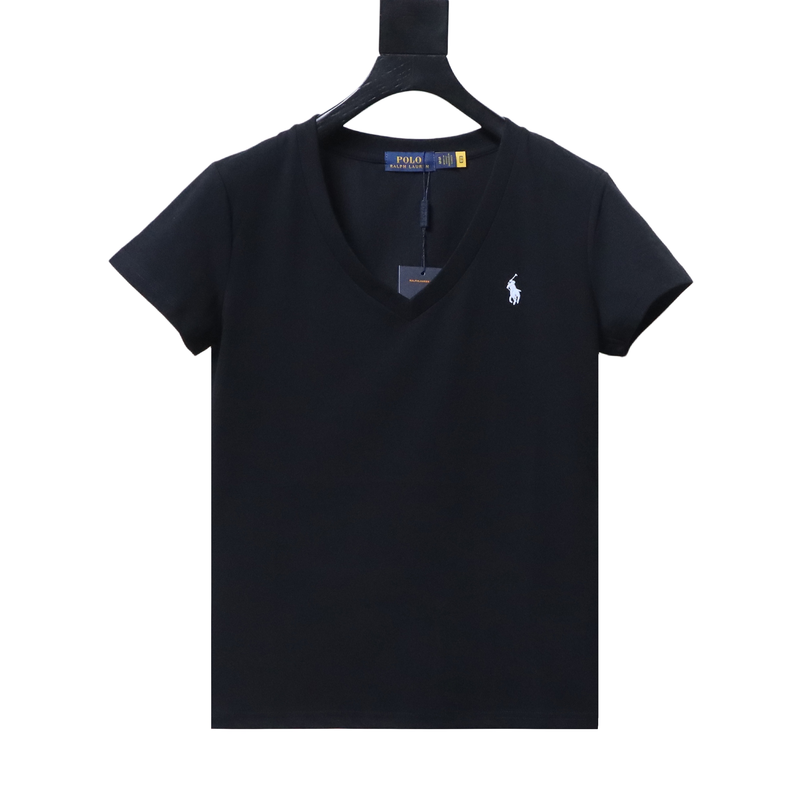 Ralph Lauren RL Pony Logo Embroidery Solid Color V-Neck T-Shirt Women Style 7