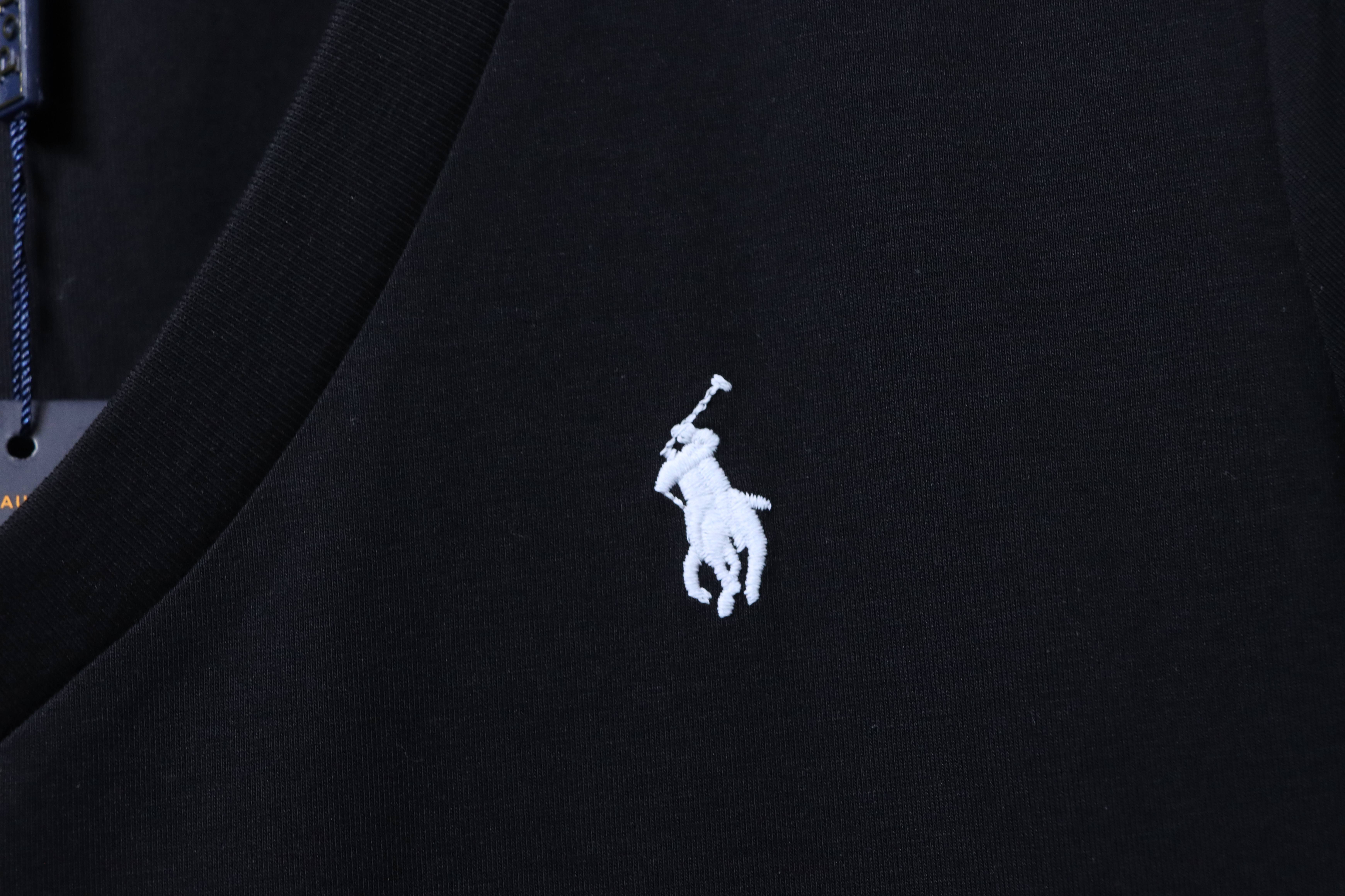 Ralph Lauren RL Pony Logo Embroidery Solid Color V-Neck T-Shirt Women Style 7