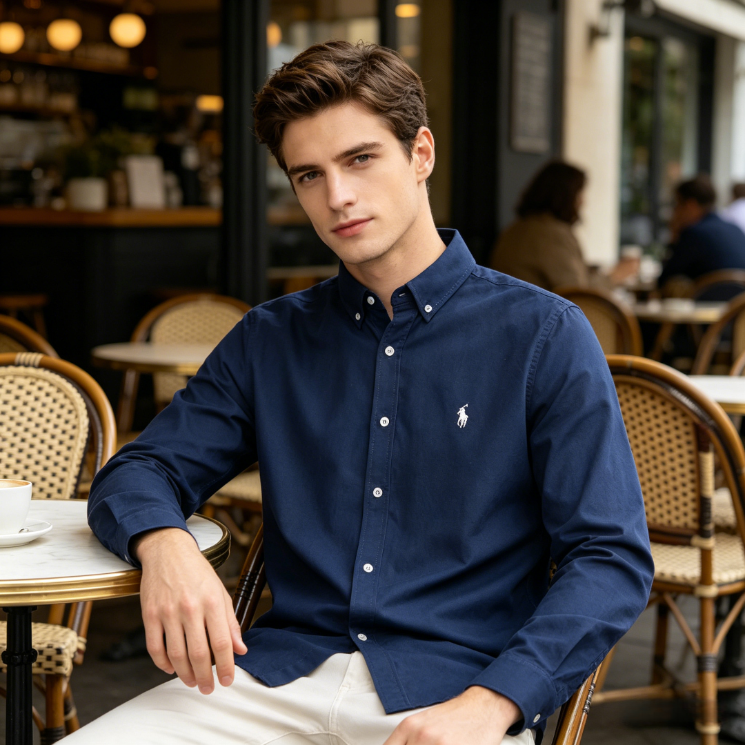 Ralph Lauren Small Logo Embroidery Horse Logo Linen Long Sleeve Shirt Style 1