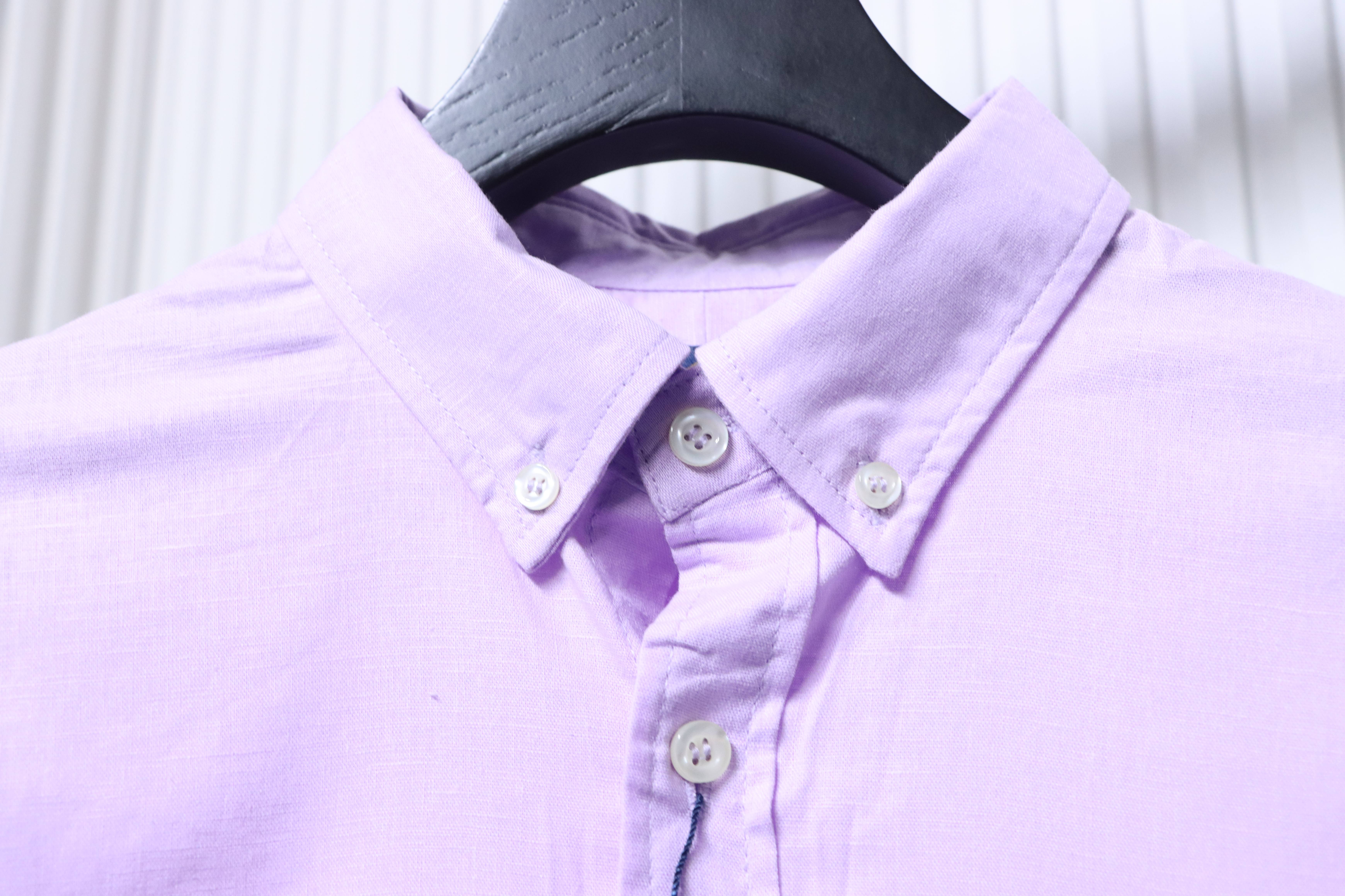 Ralph Lauren Small Logo Embroidery Horse Logo Linen Long Sleeve Shirt Style 2