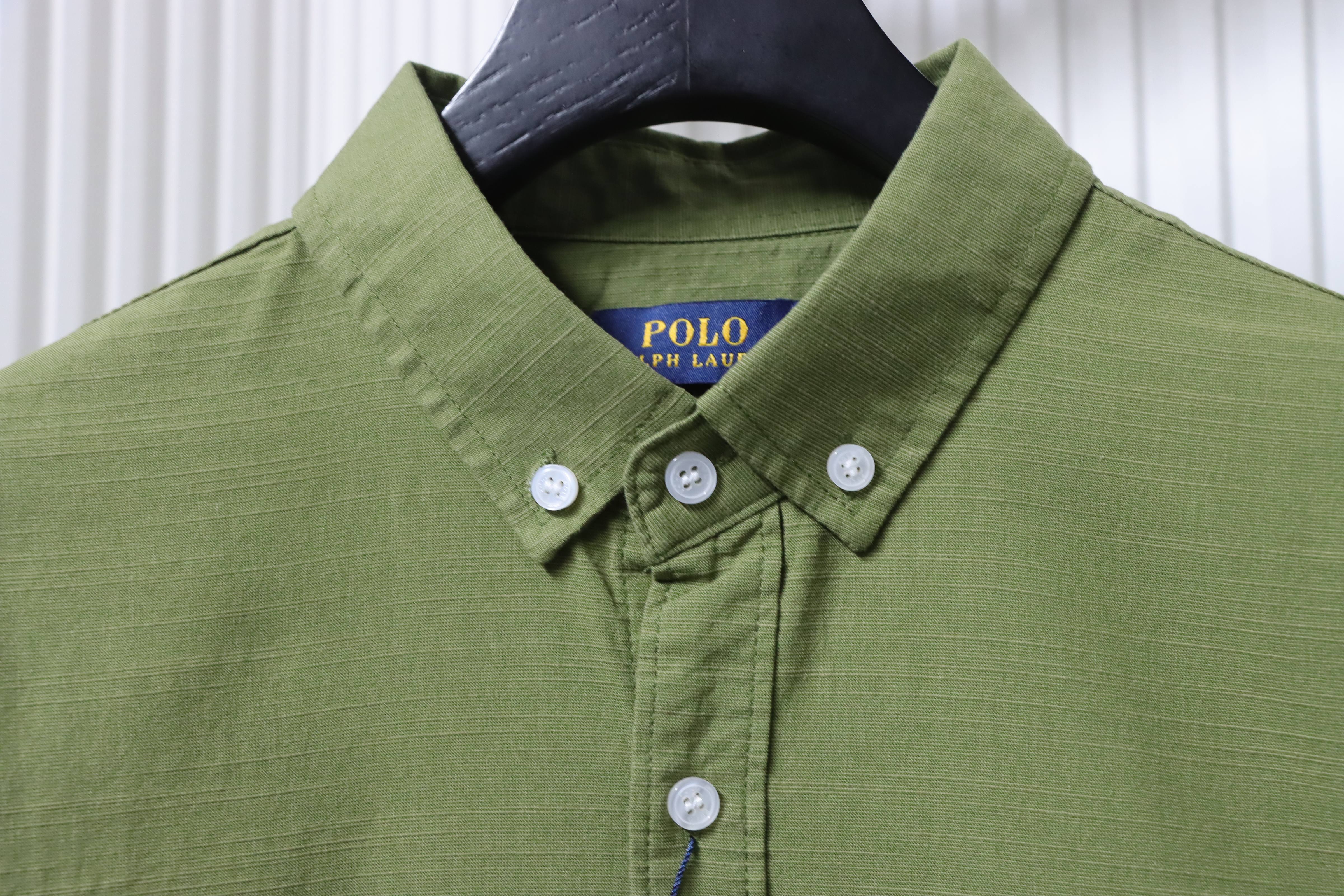 Ralph Lauren Small Logo Horse Logo Embroidery Linen Long Sleeve Shirt Style 1