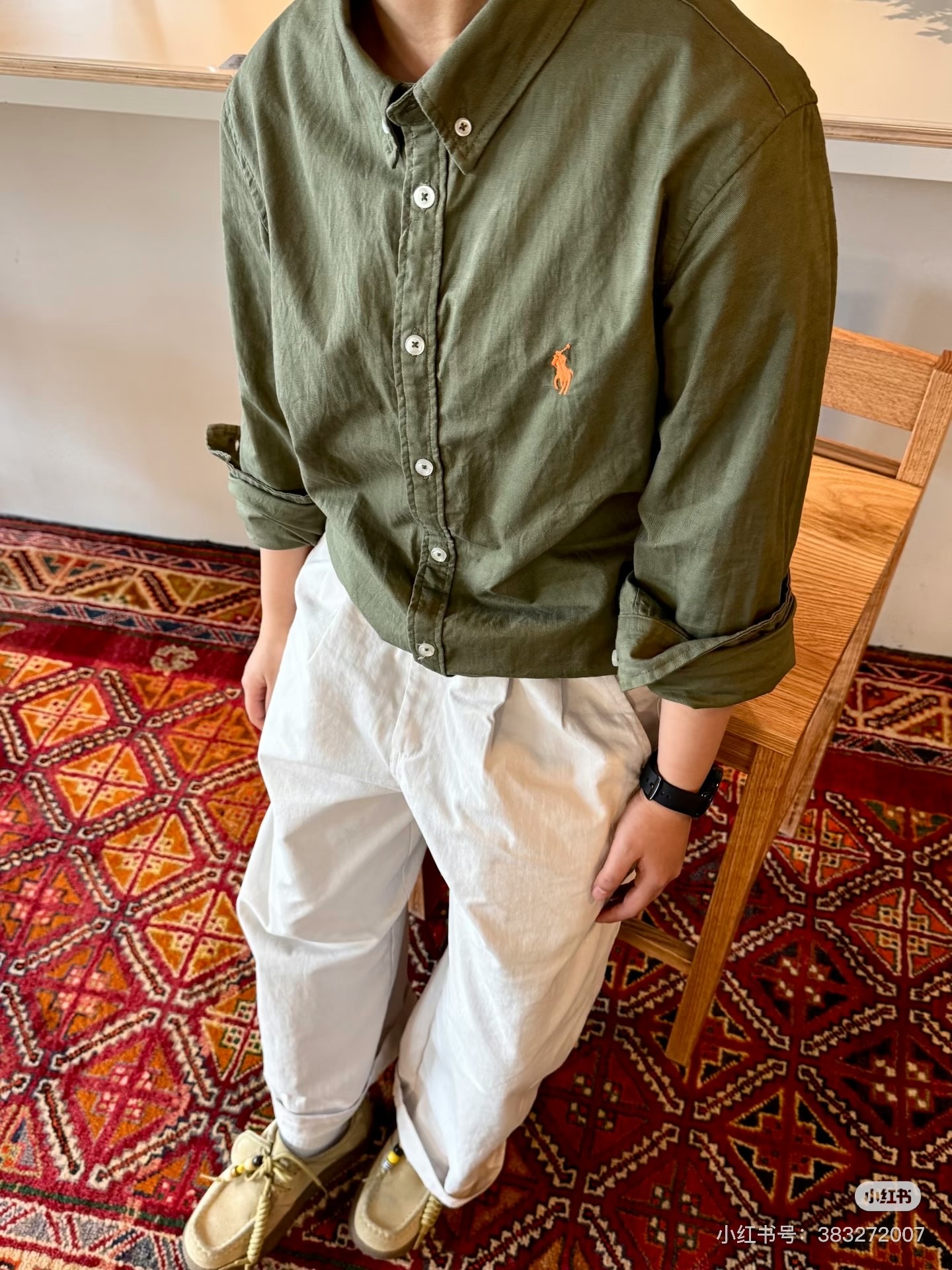 Ralph Lauren Small Logo Horse Logo Embroidery Linen Long Sleeve Shirt Style 1