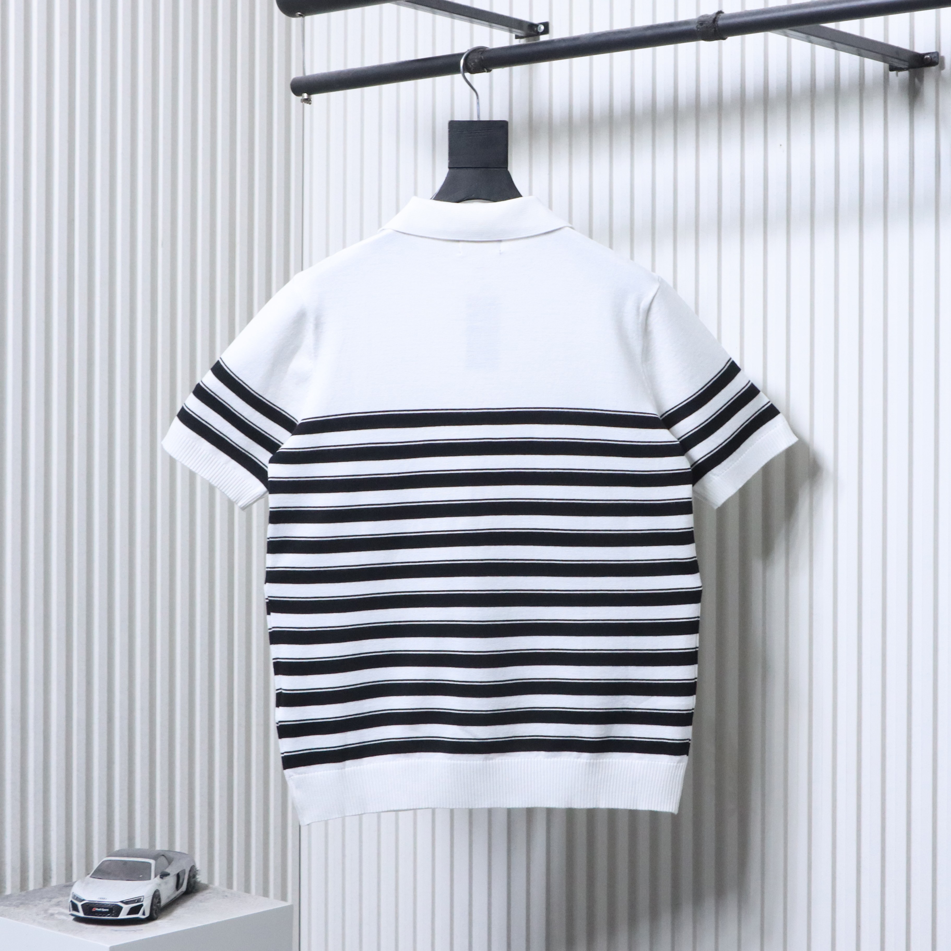 Ralph Lauren Striped Pony Logo Embroidery Small V-Neck Knit Short Sleeve Polo Shirt Style 1